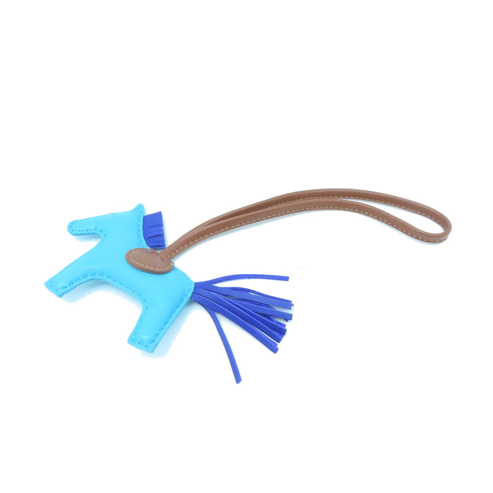 HERMES Swift Leather Rodeo S Charm Blue/Brown