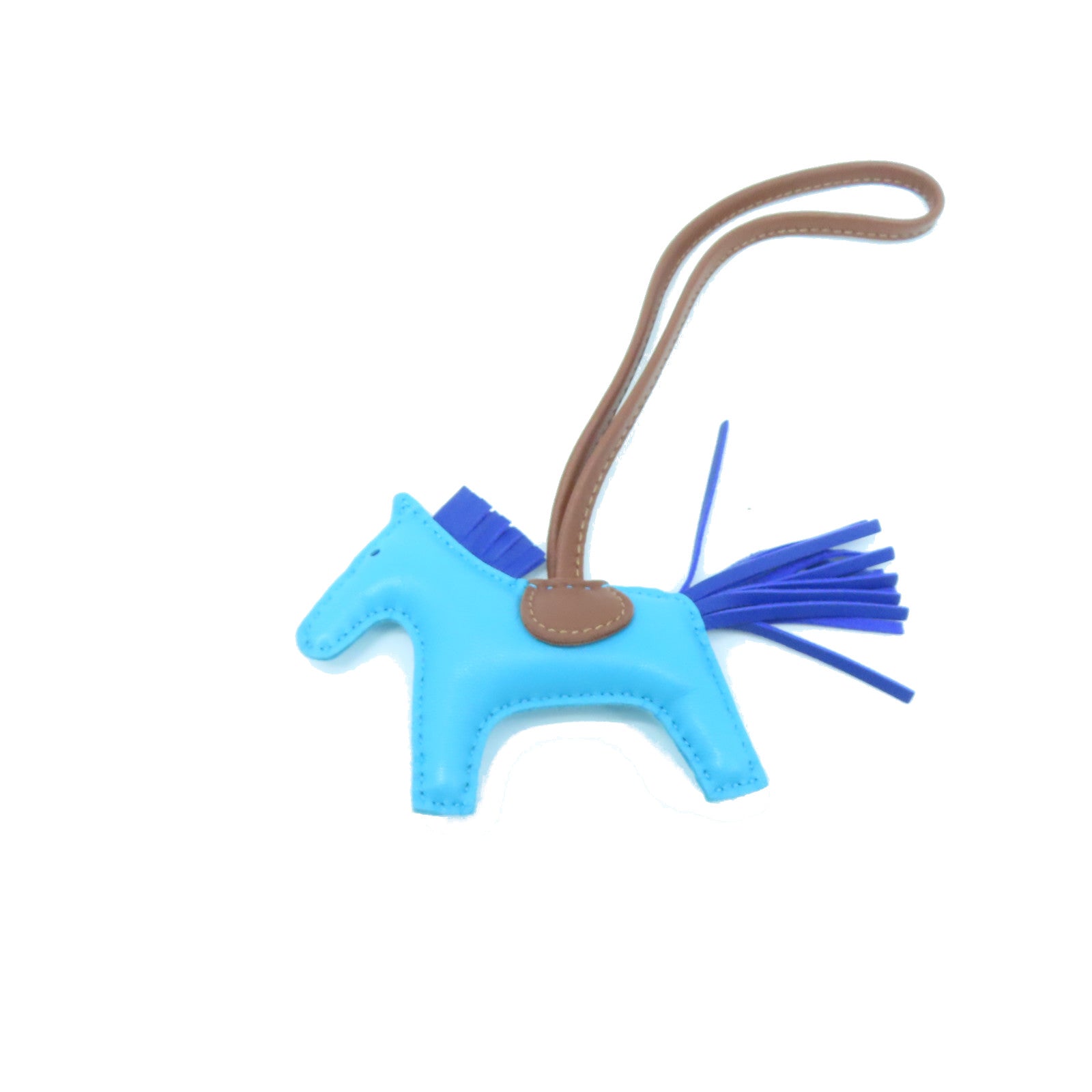 HERMES Swift Leather Rodeo S Charm Blue/Brown