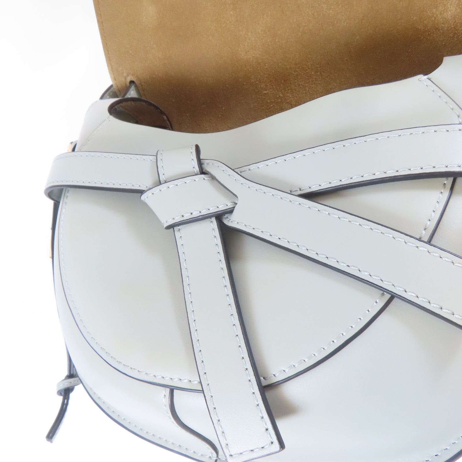 LOEWE 牛皮皮革Small Gate Bag金扣肩背袋灰色