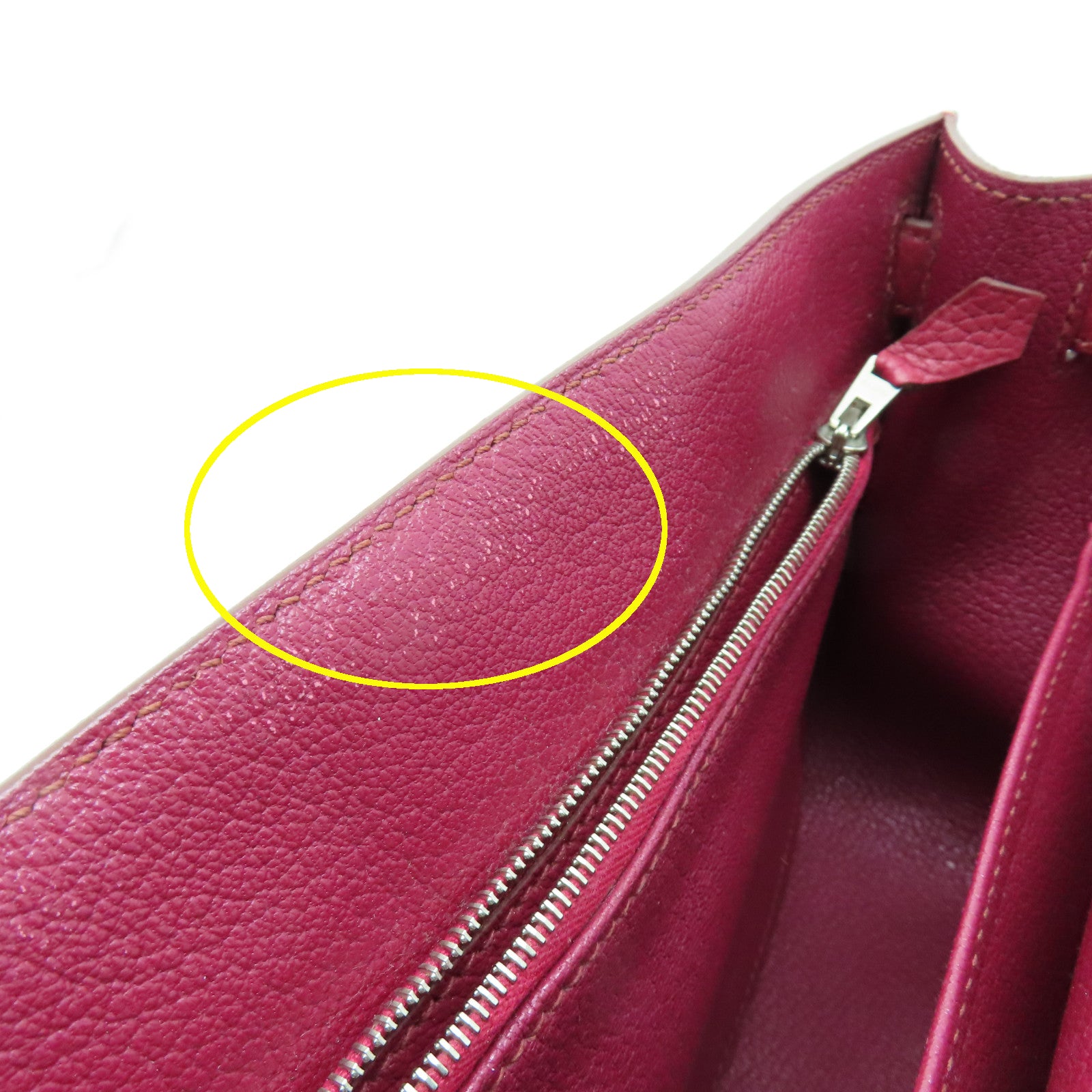 HERMES Clemence皮革Jypsiere 28銀扣肩背袋Ruby酒紅色