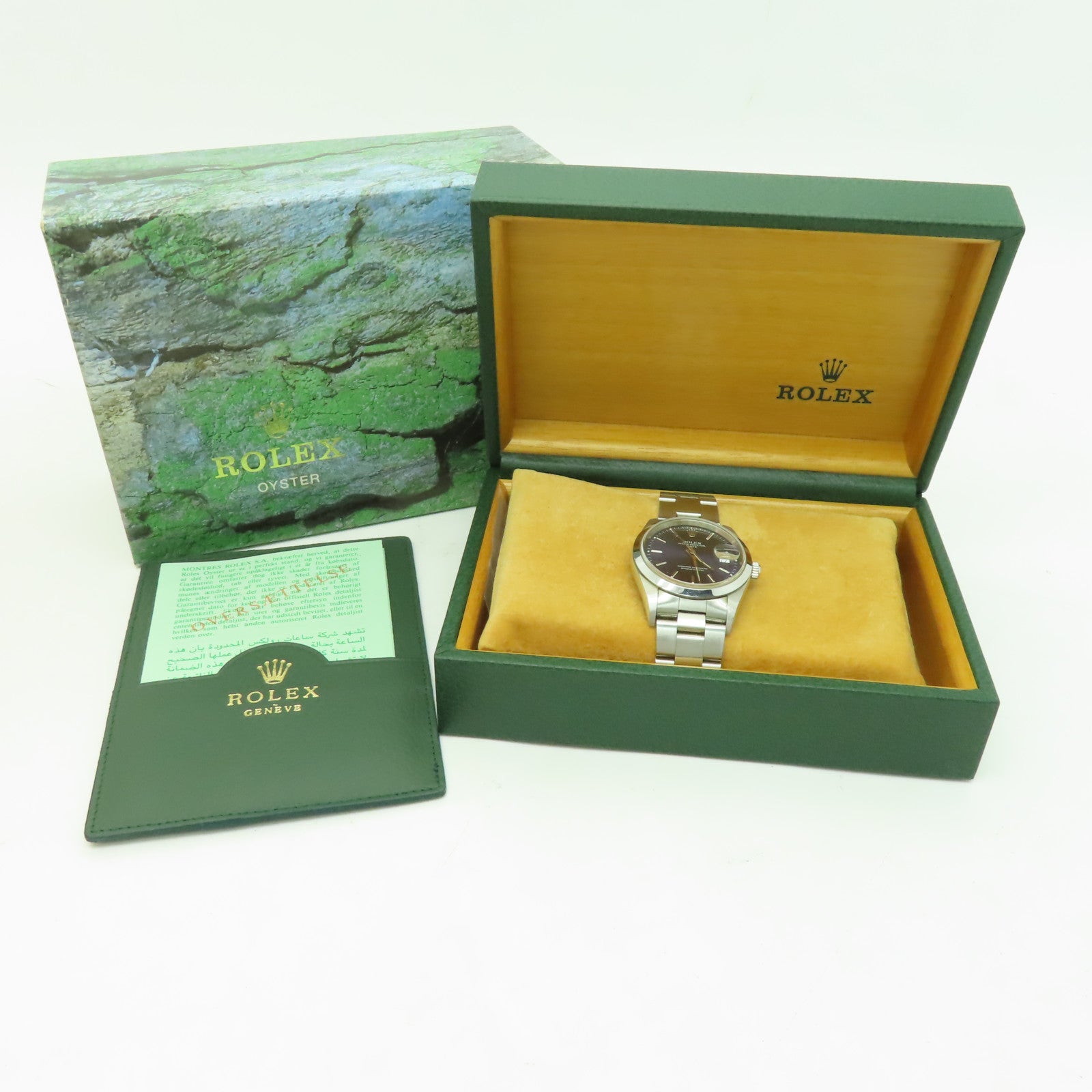 ROLEX 不鏽鋼Oyster Perpetual手錶銀色/藍色#15.75cm