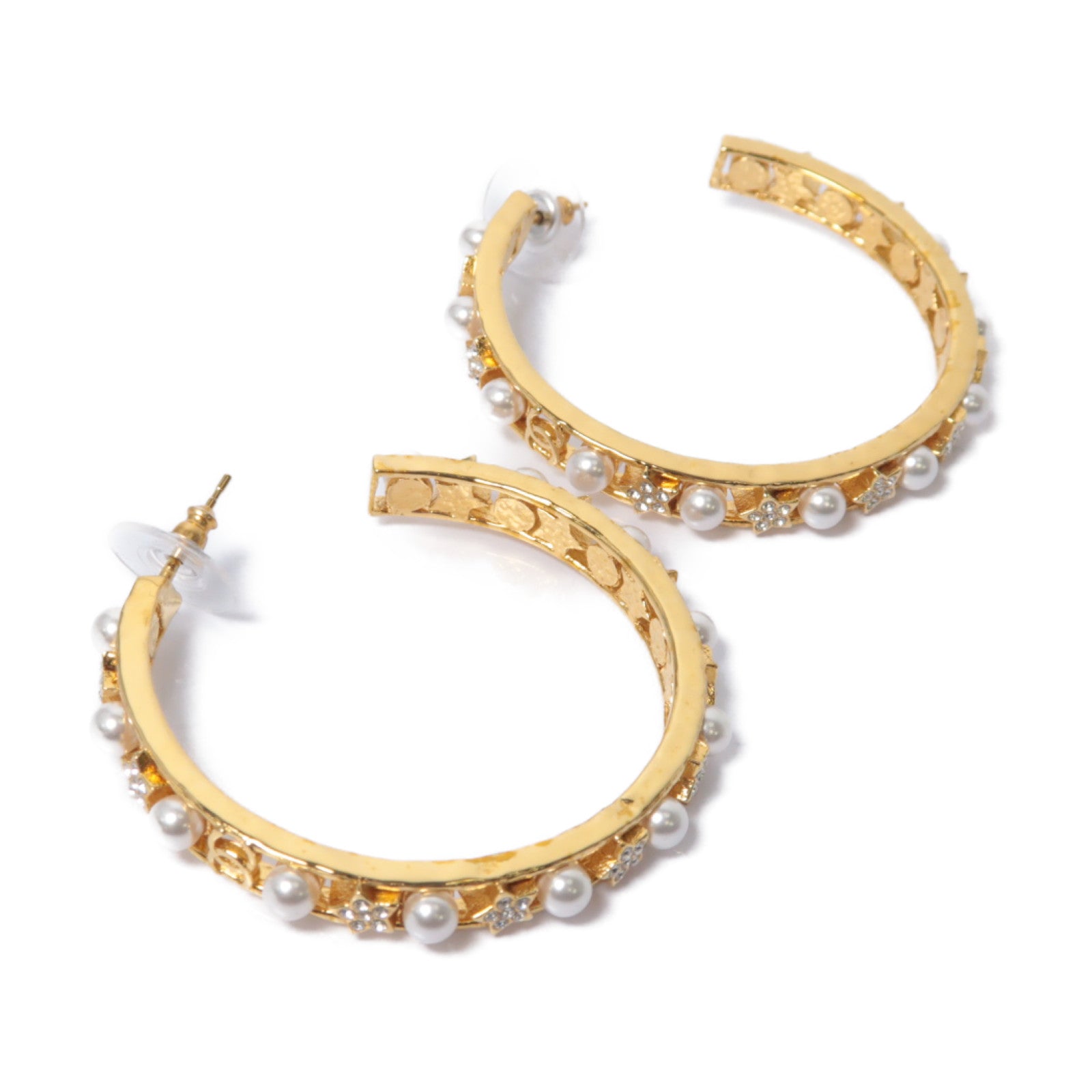 CHANEL PVC/金屬Earrings耳環白色/金色