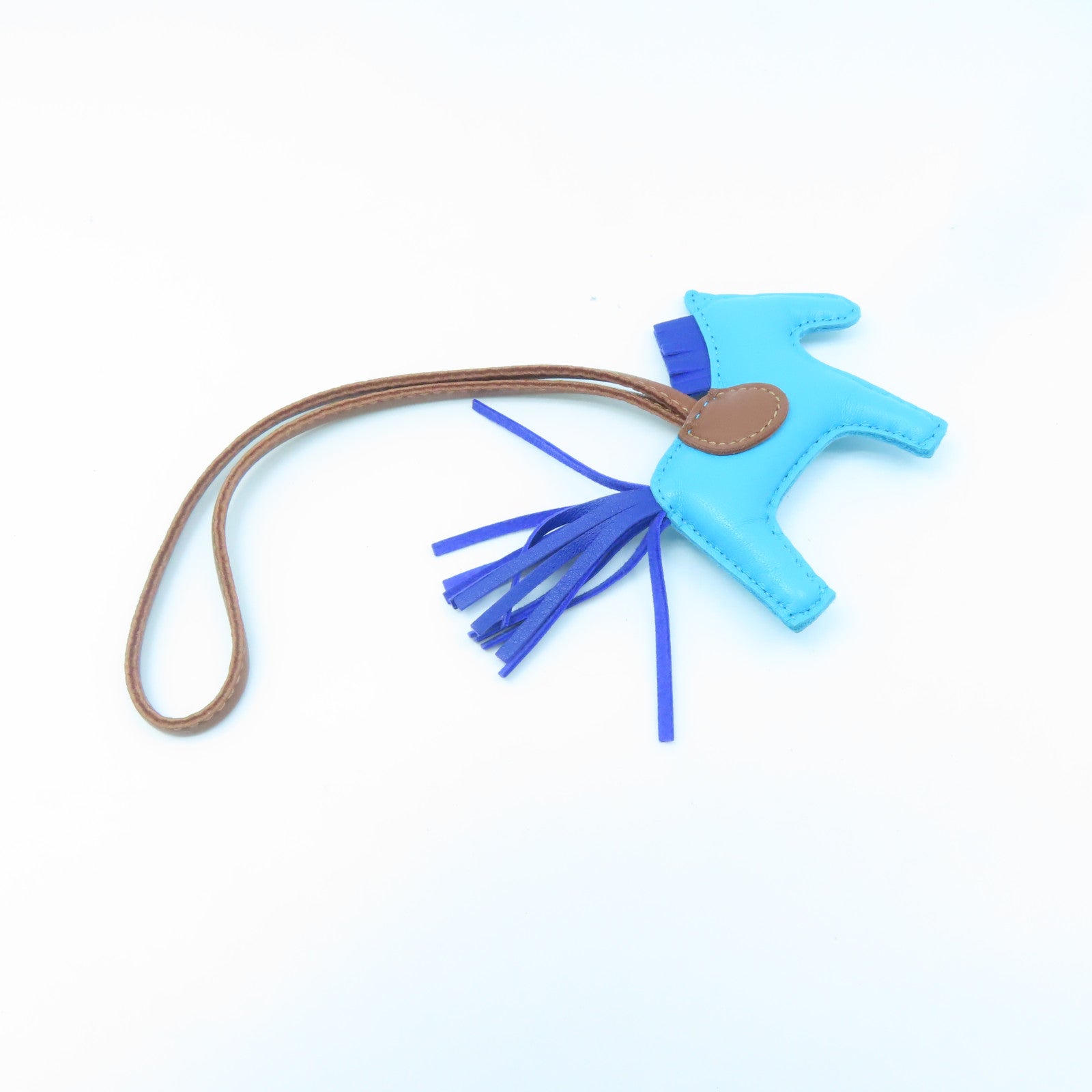 HERMES Swift Leather Rodeo S Charm Blue/Brown