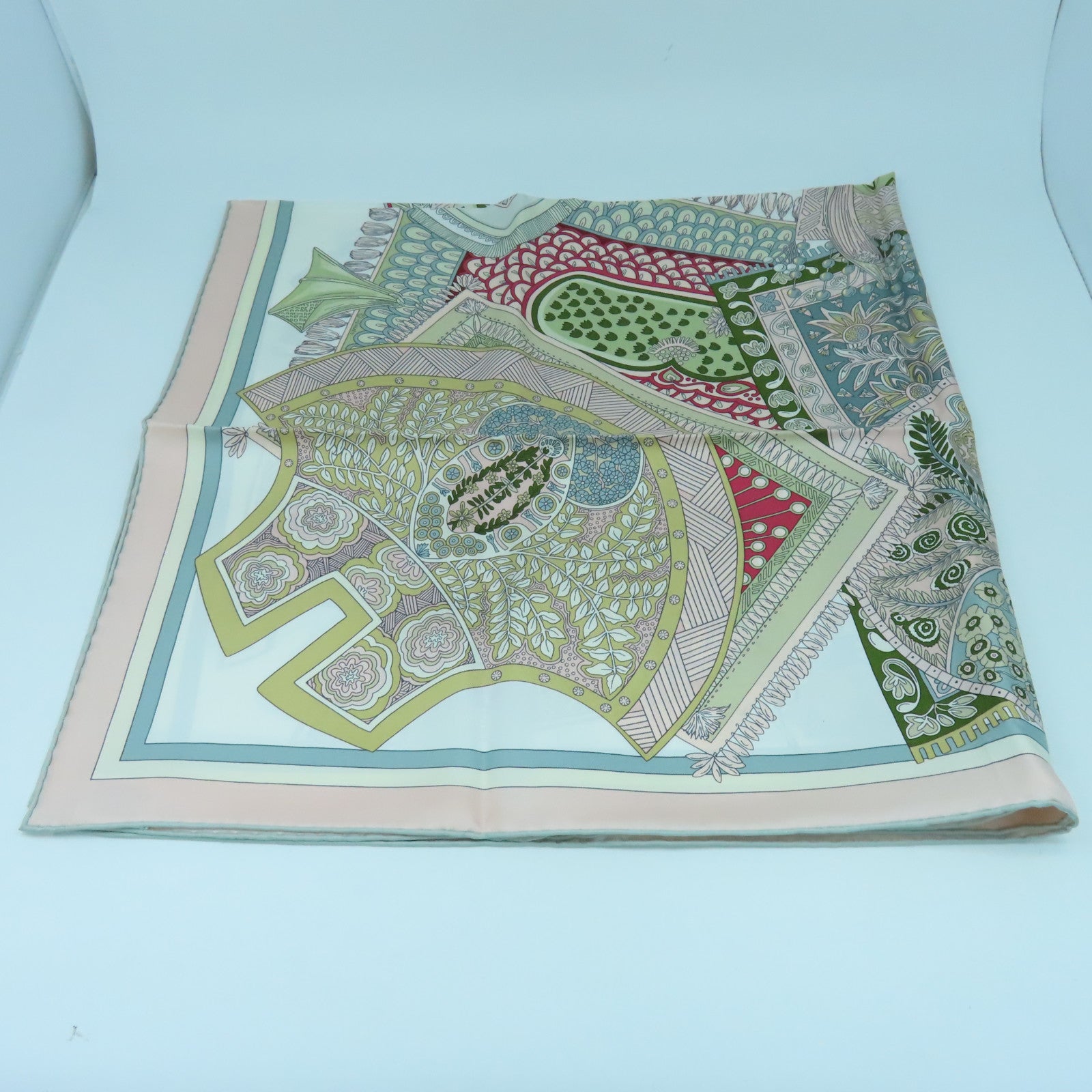 HERMES 絲質Scarf 90x90絲巾粉紅色/白色/多色