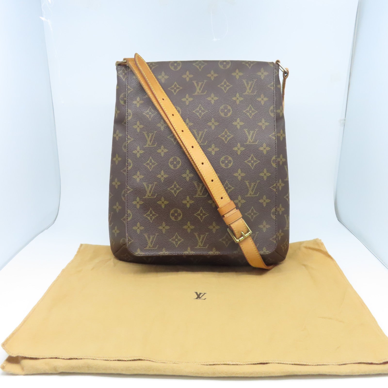 LOUIS VUITTON 【激減優惠】Monogram Musette金扣肩背袋棕色