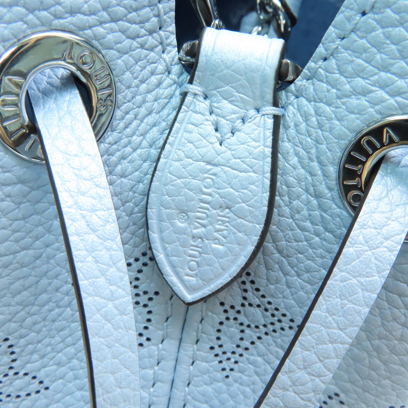 LOUIS VUITTON Mahina Bella Silver Buckle Shoulder Bag Powder Blue