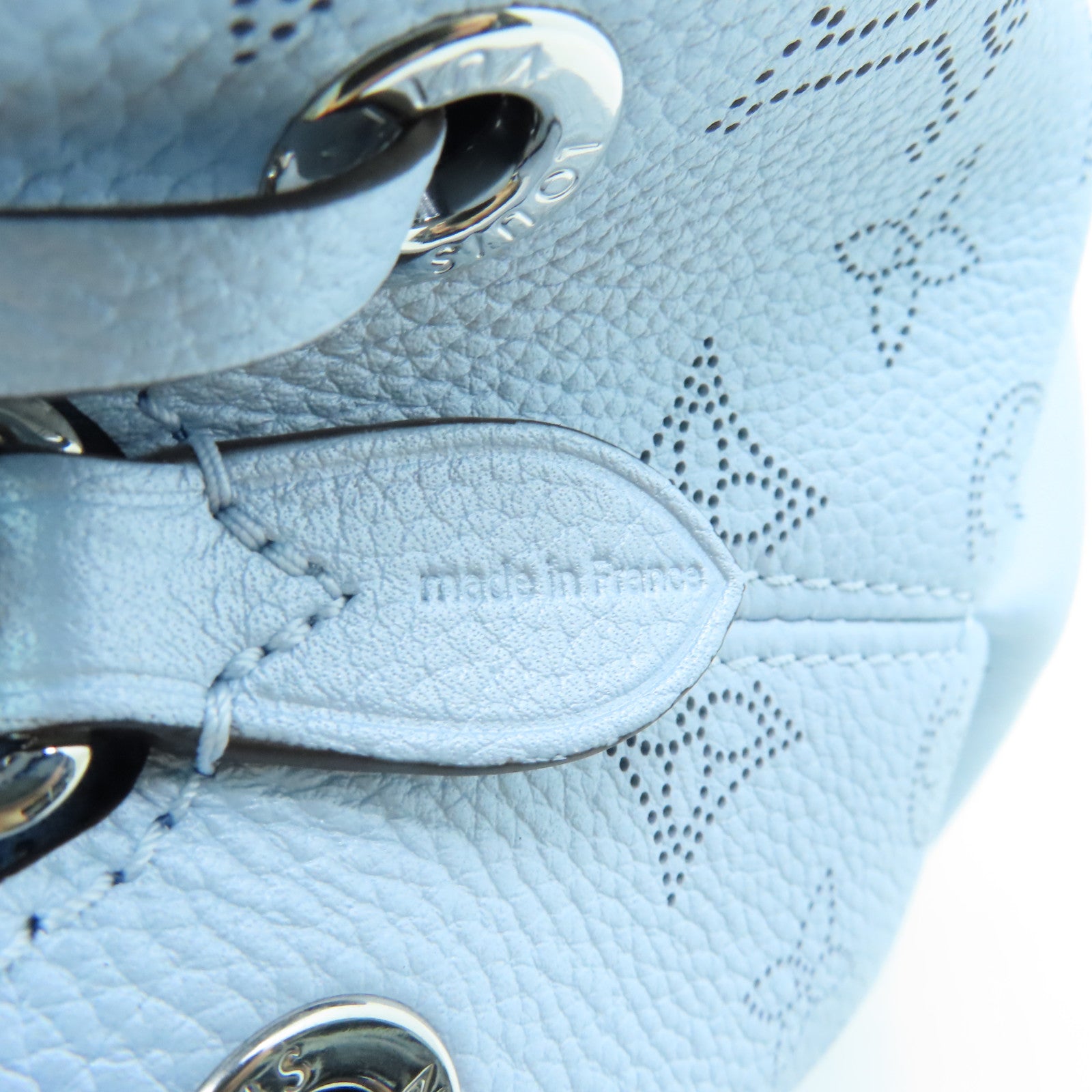LOUIS VUITTON Mahina Bella Silver Buckle Shoulder Bag Powder Blue