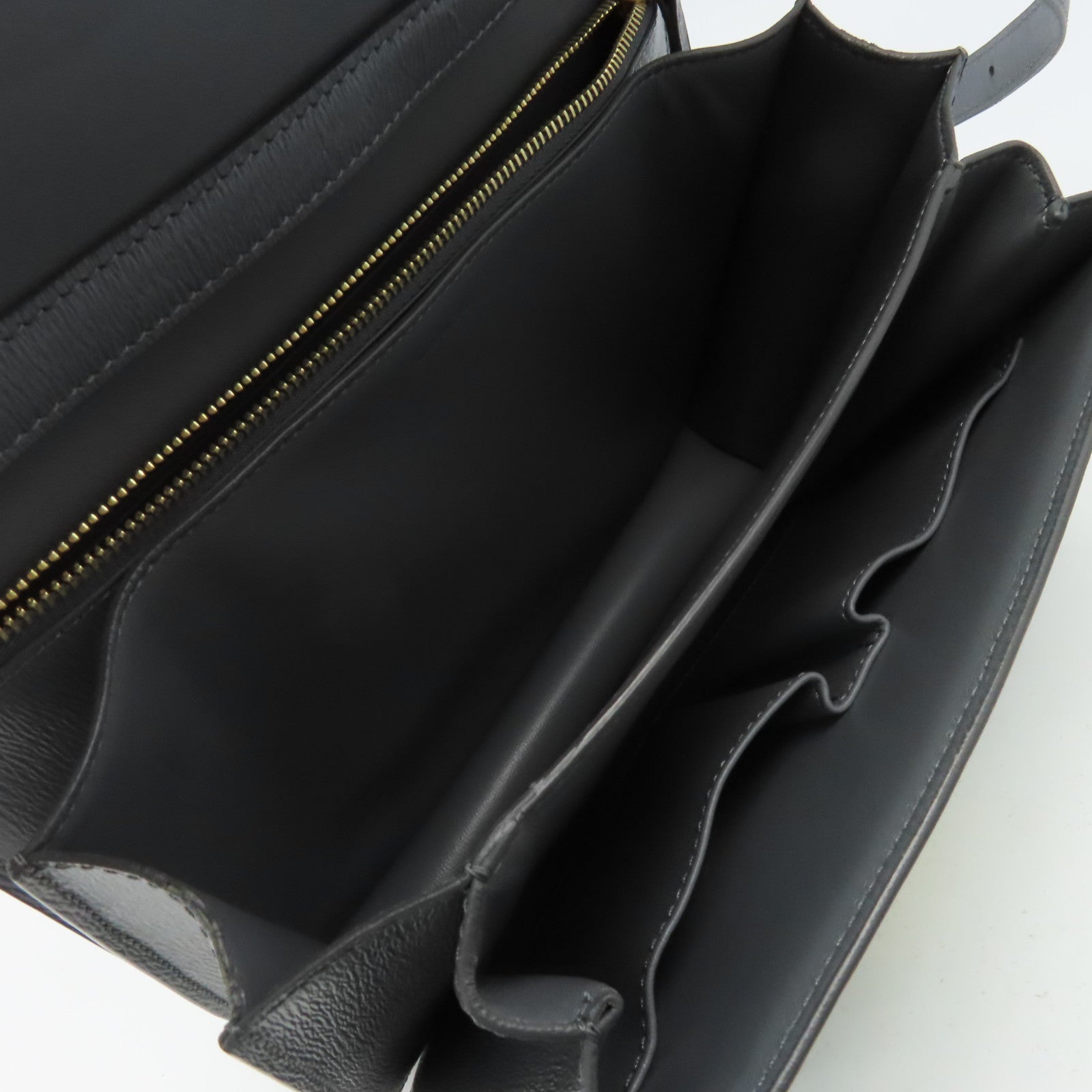 CELINE 牛皮皮革Classic Box Shoulder Bag金扣肩背袋灰色