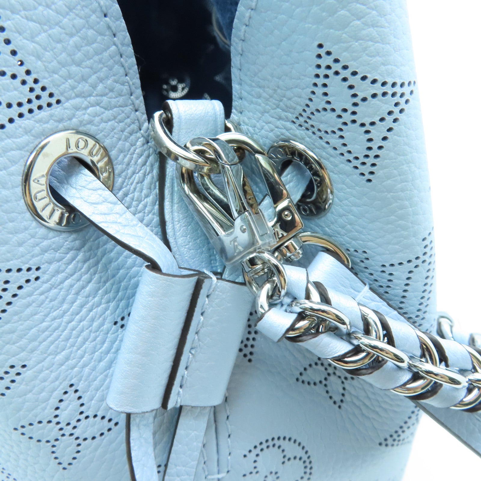 LOUIS VUITTON Mahina Bella Silver Buckle Shoulder Bag Powder Blue