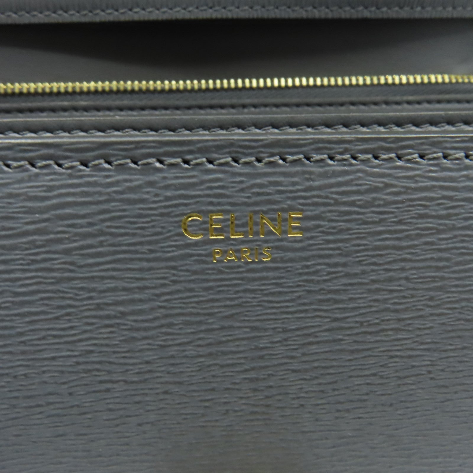 CELINE 牛皮皮革Classic Box Shoulder Bag金扣肩背袋灰色