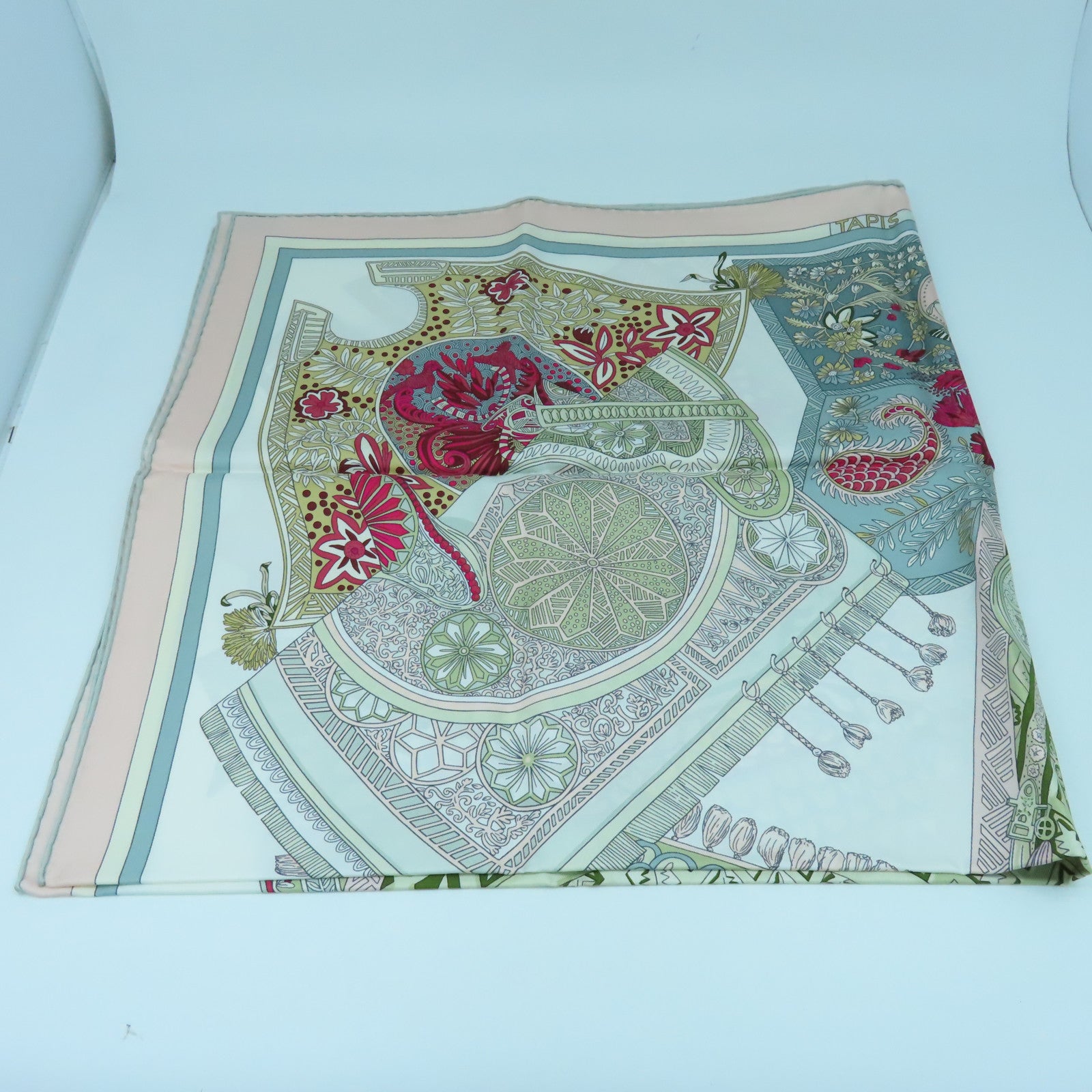 HERMES 絲質Scarf 90x90絲巾粉紅色/白色/多色