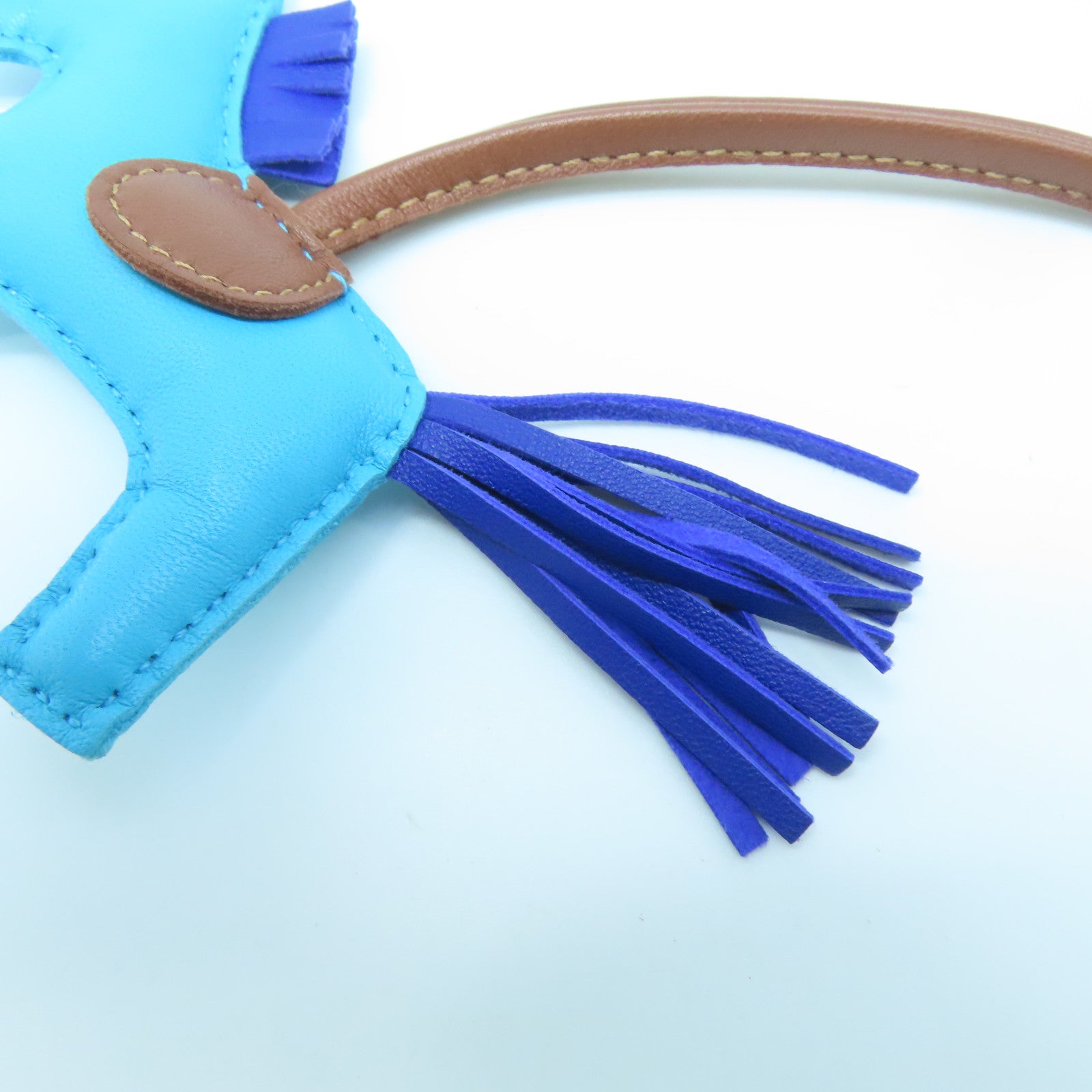 HERMES Swift Leather Rodeo S Charm Blue/Brown