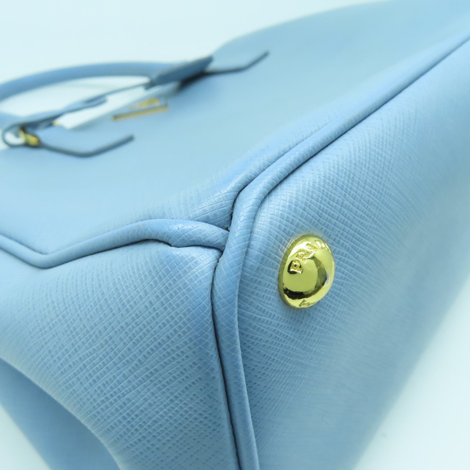 PRADA 牛皮皮革2 Way Shoulder Bag金扣手挽肩背兩用袋藍色