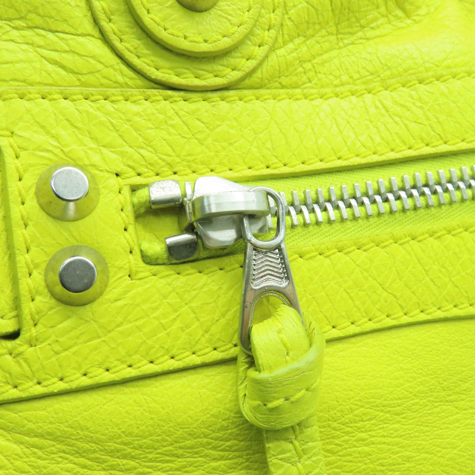 BALENCIAGA cowhide leather Shoulder Bag silver buckle shoulder bag yellow