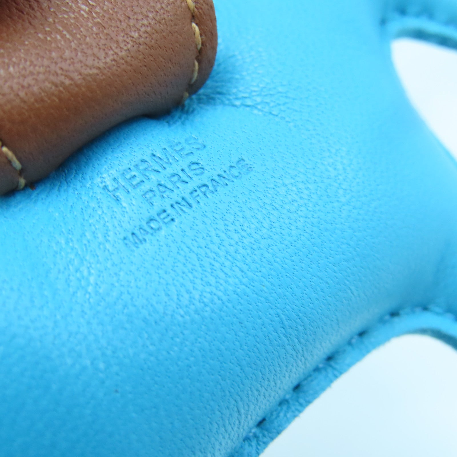 HERMES Swift Leather Rodeo S Charm Blue/Brown