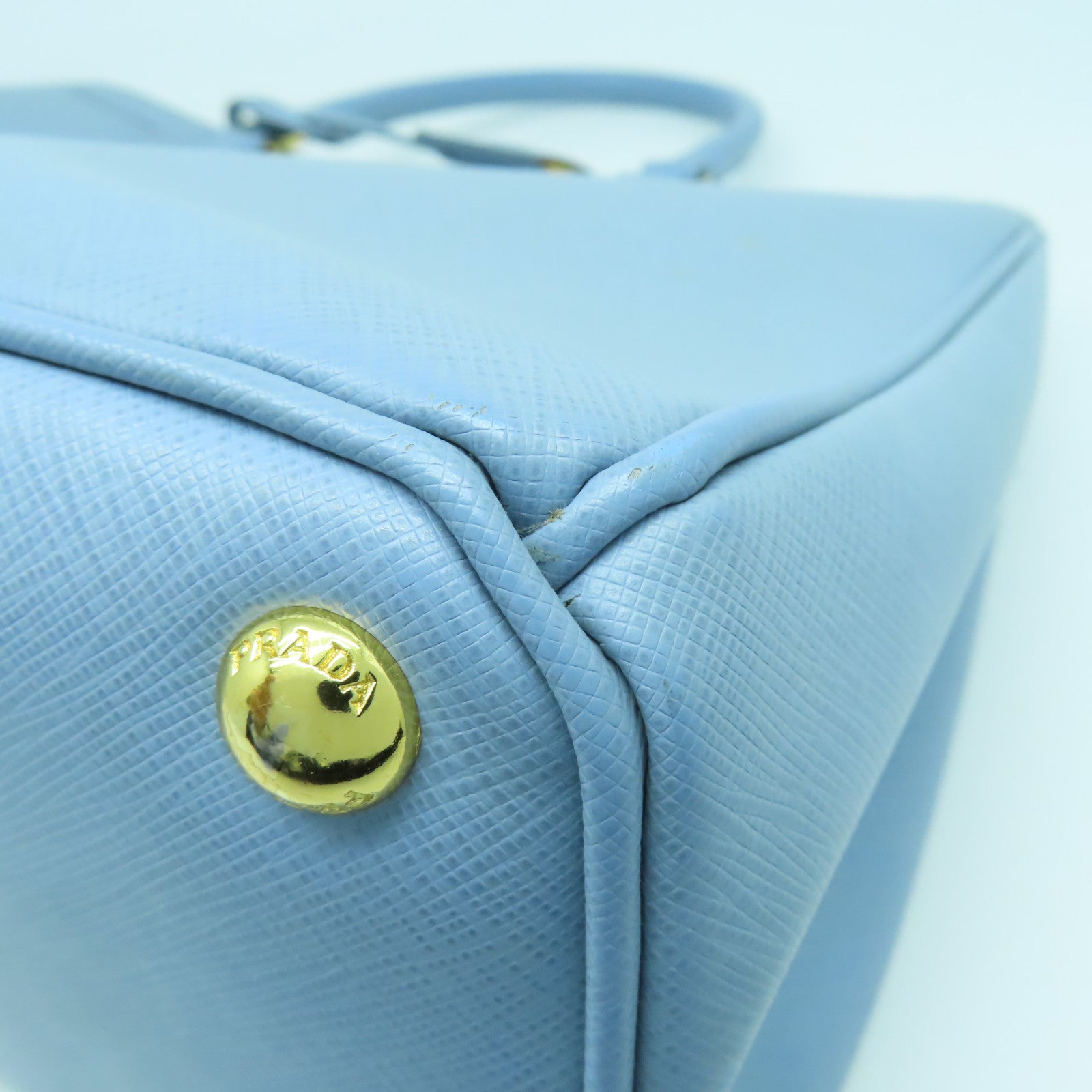 PRADA 牛皮皮革2 Way Shoulder Bag金扣手挽肩背兩用袋藍色
