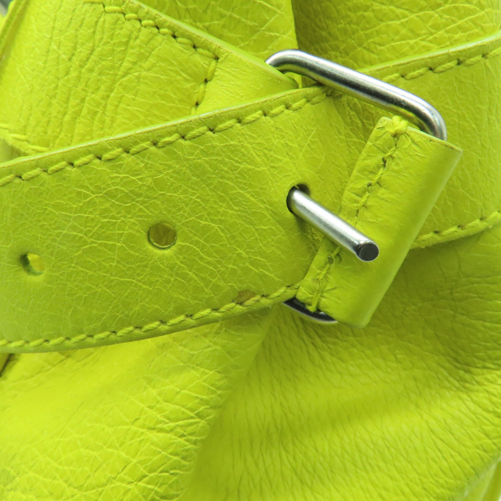 BALENCIAGA cowhide leather Shoulder Bag silver buckle shoulder bag yellow
