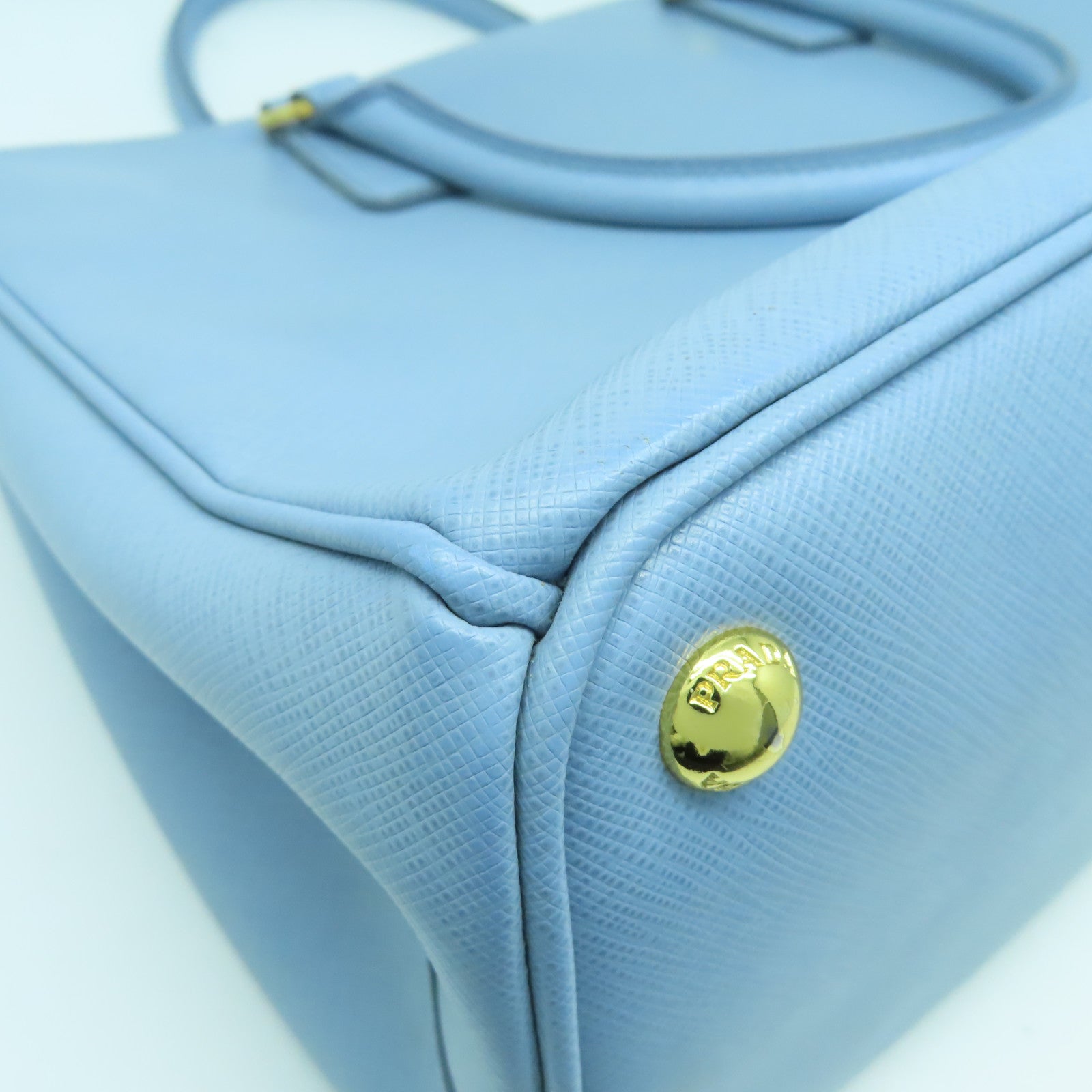 PRADA 牛皮皮革2 Way Shoulder Bag金扣手挽肩背兩用袋藍色
