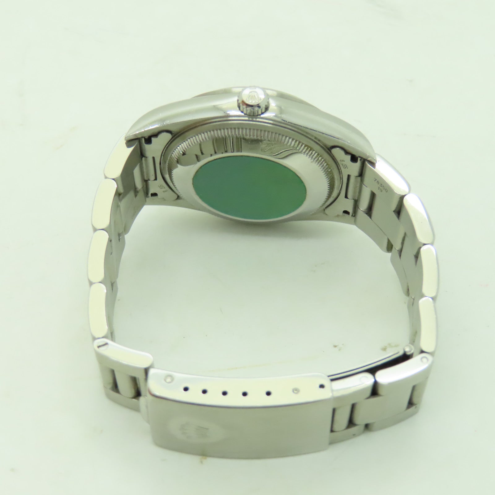 ROLEX 不鏽鋼Oyster Perpetual手錶銀色/藍色#15.75cm
