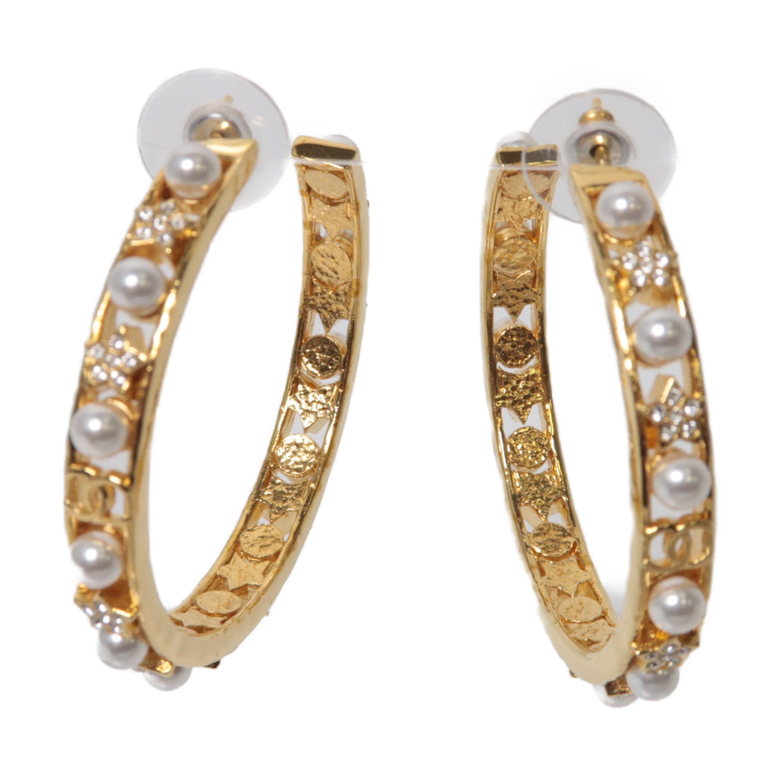 CHANEL PVC/金屬Earrings耳環白色/金色