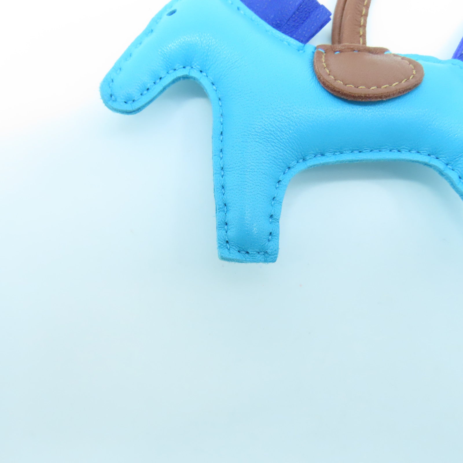 HERMES Swift Leather Rodeo S Charm Blue/Brown