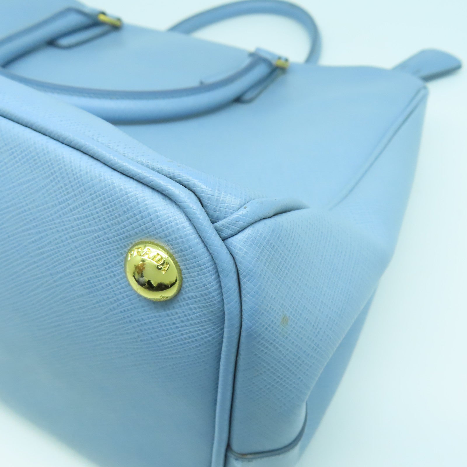 PRADA 牛皮皮革2 Way Shoulder Bag金扣手挽肩背兩用袋藍色
