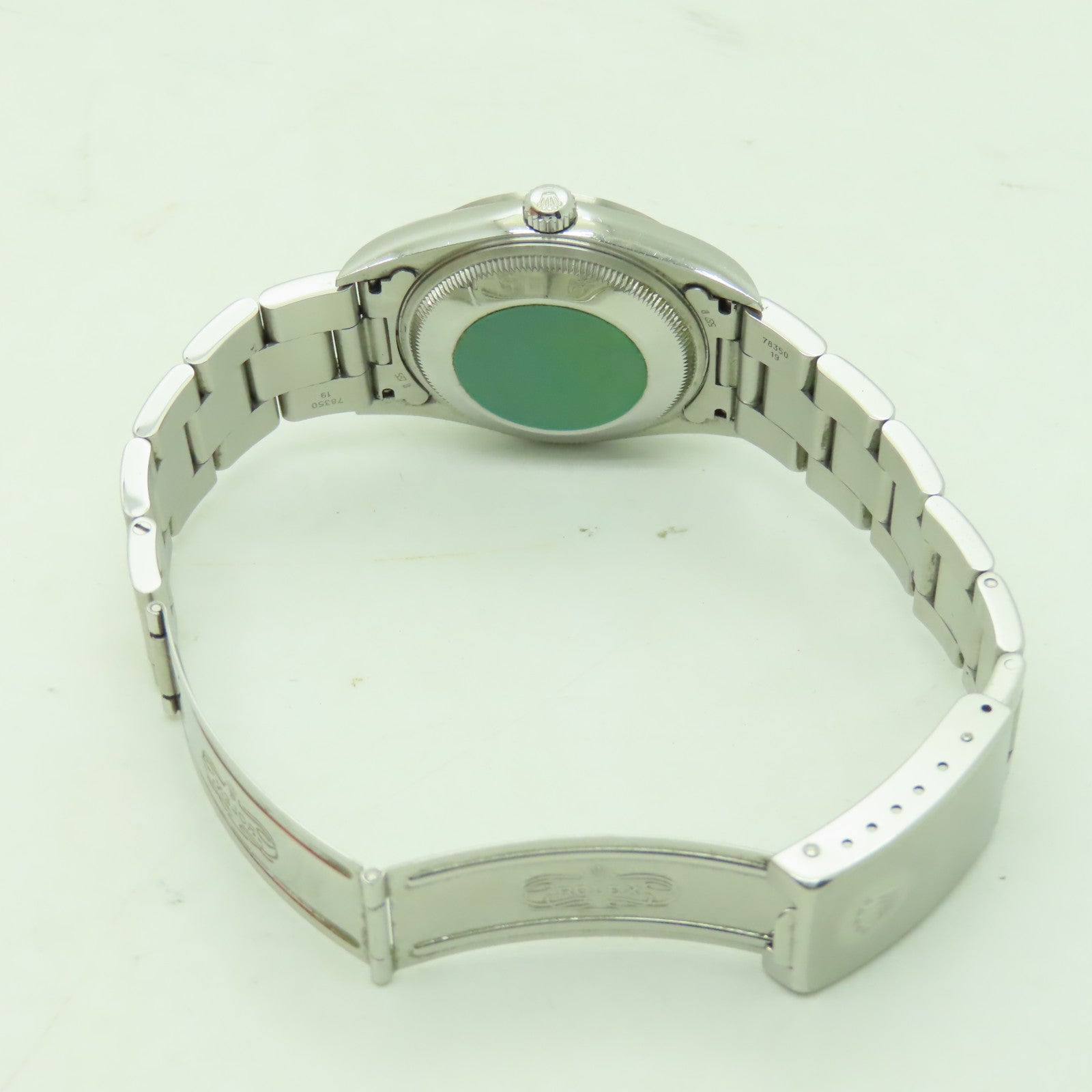 ROLEX 不鏽鋼Oyster Perpetual手錶銀色/藍色#15.75cm