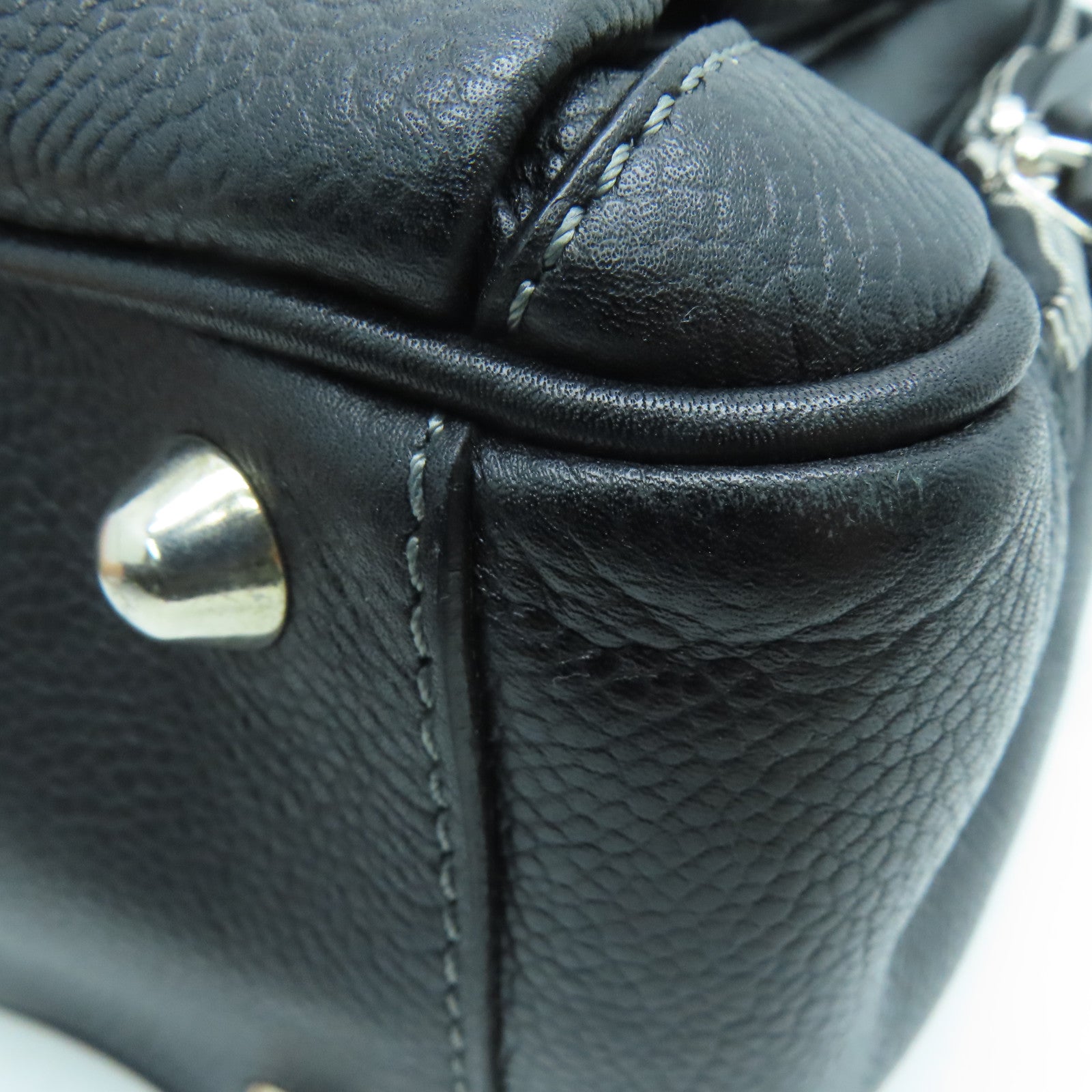 Salvatore Ferragamo Leather Briefcase Bag Silver Buckle Black