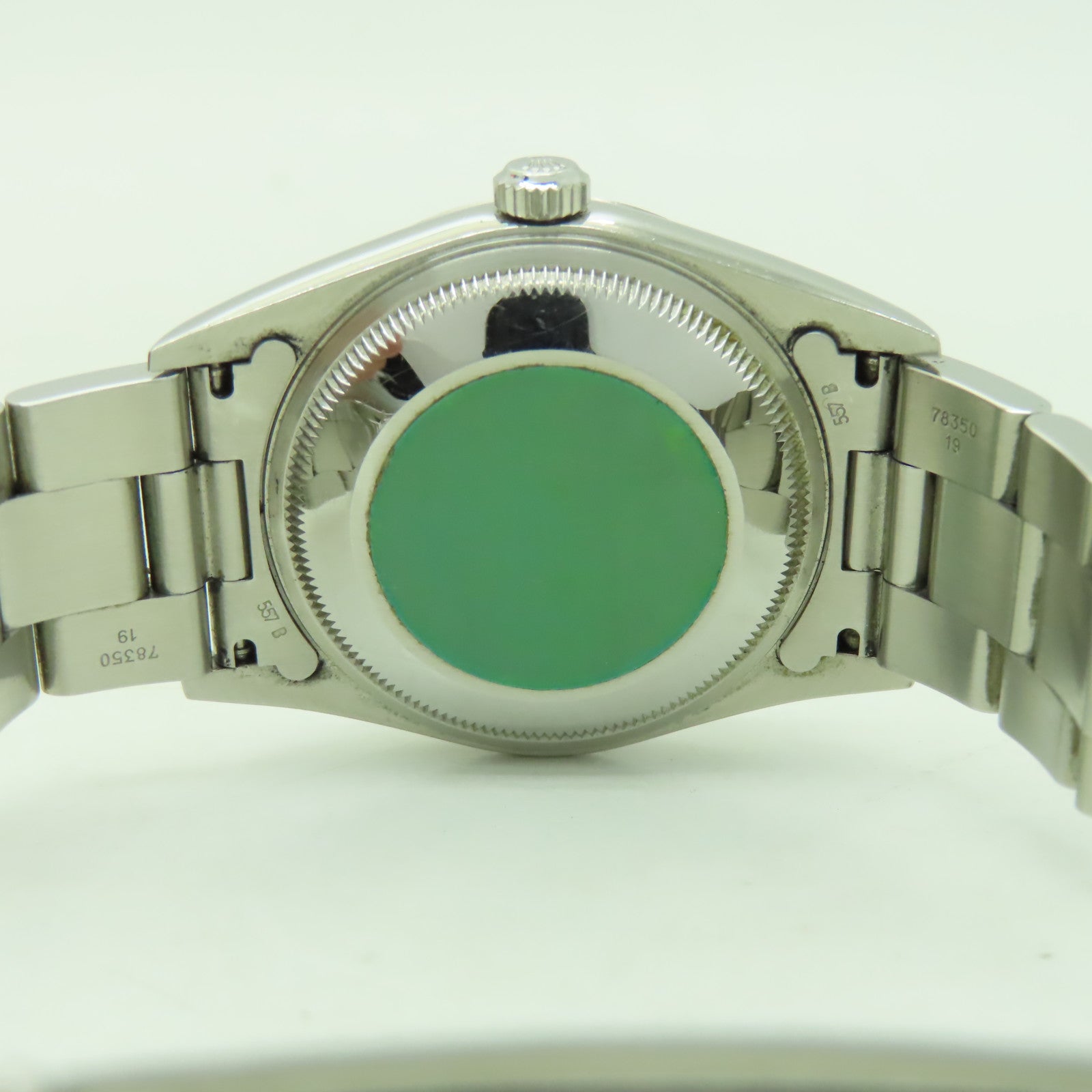 ROLEX 不鏽鋼Oyster Perpetual手錶銀色/藍色#15.75cm