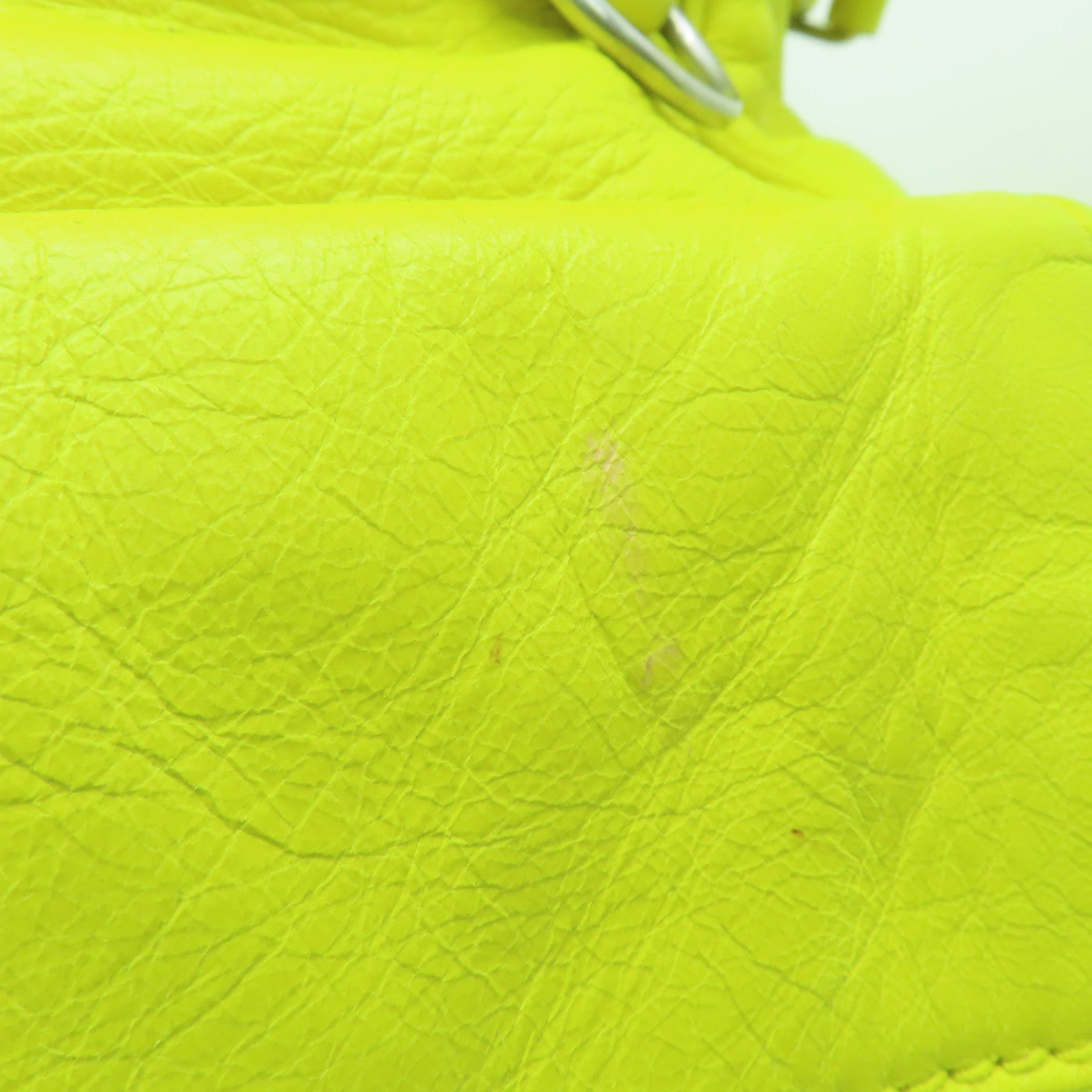 BALENCIAGA cowhide leather Shoulder Bag silver buckle shoulder bag yellow