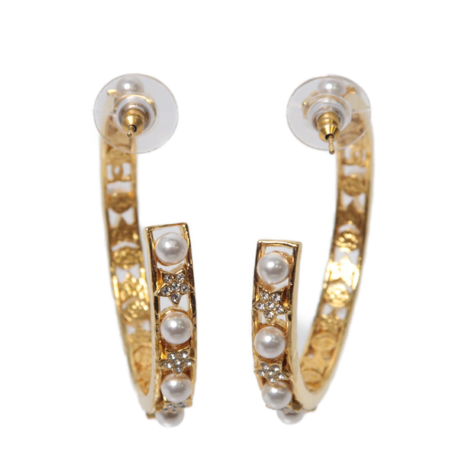CHANEL PVC/金屬Earrings耳環白色/金色