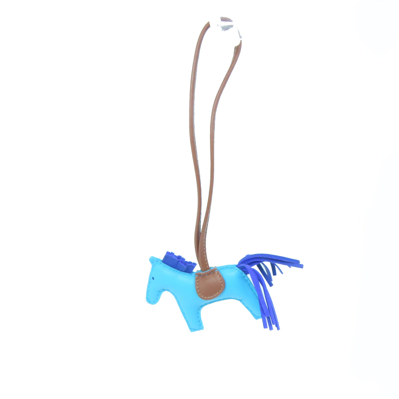 HERMES Swift Leather Rodeo S Charm Blue/Brown