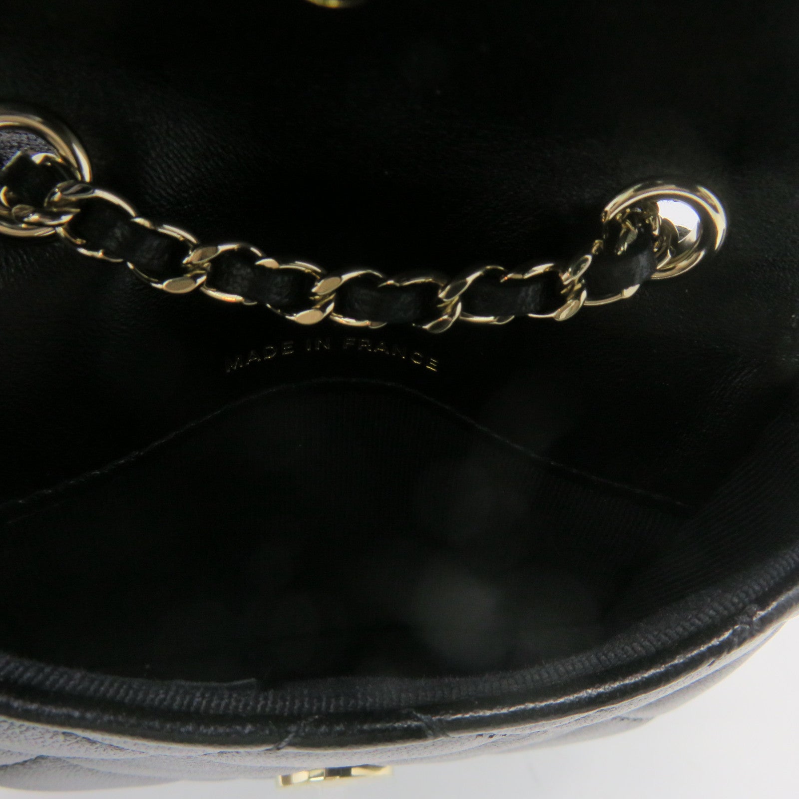 CHANEL 菱格羊皮皮革Chain Shoulder金扣链带肩背袋黑色