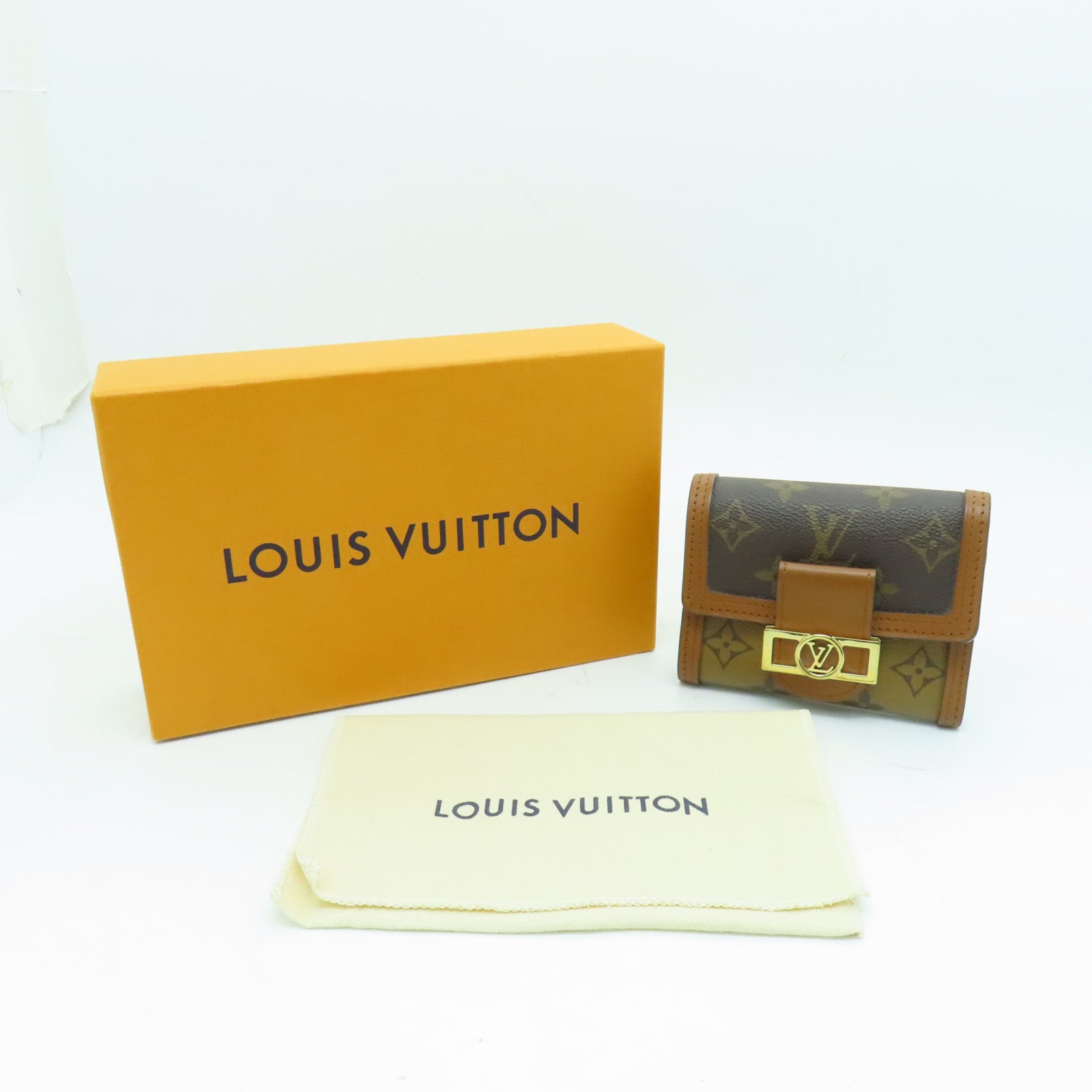 LOUIS VUITTON Monogram Dauphine Compact Wallet金扣錢包棕色