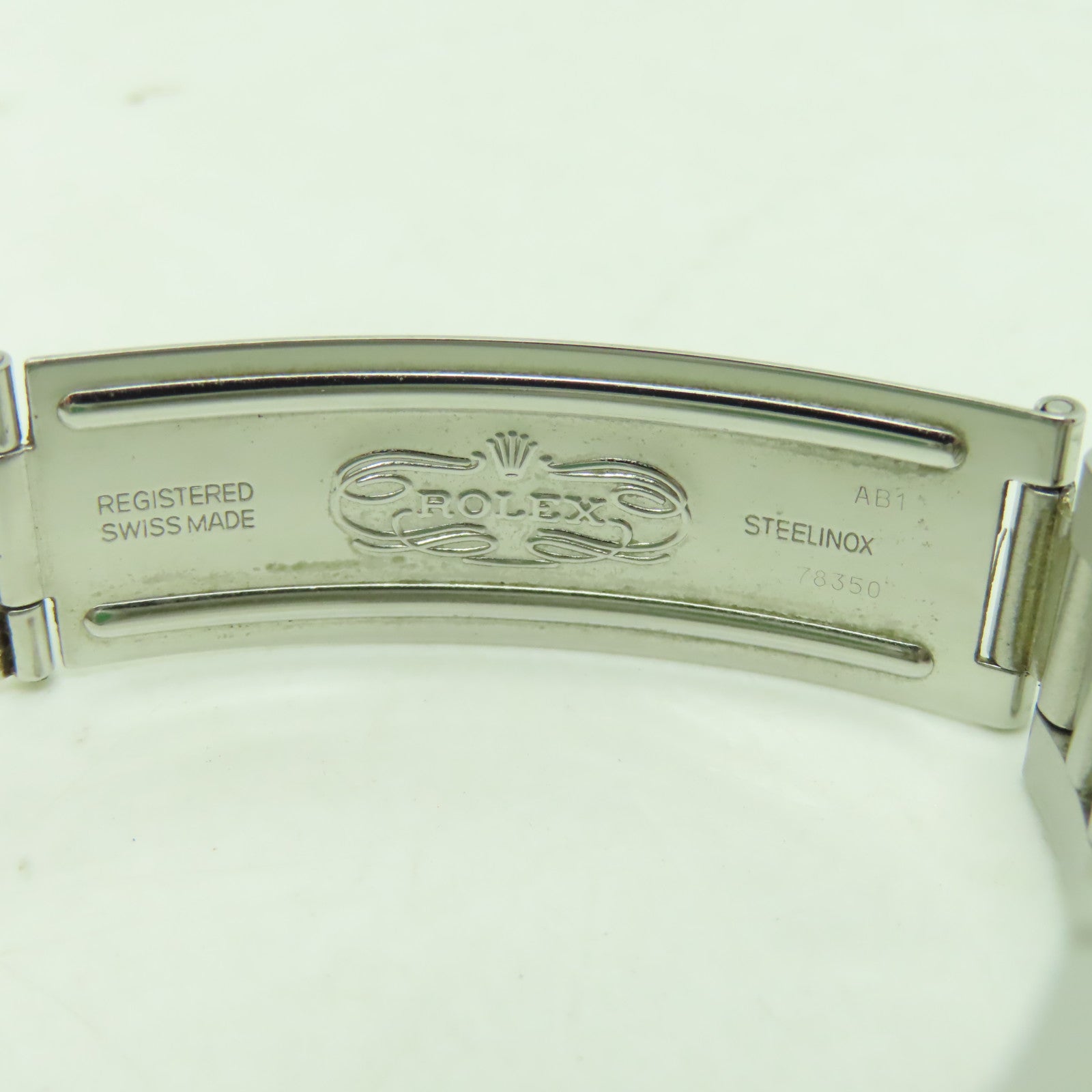 ROLEX 不鏽鋼Oyster Perpetual手錶銀色/藍色#15.75cm