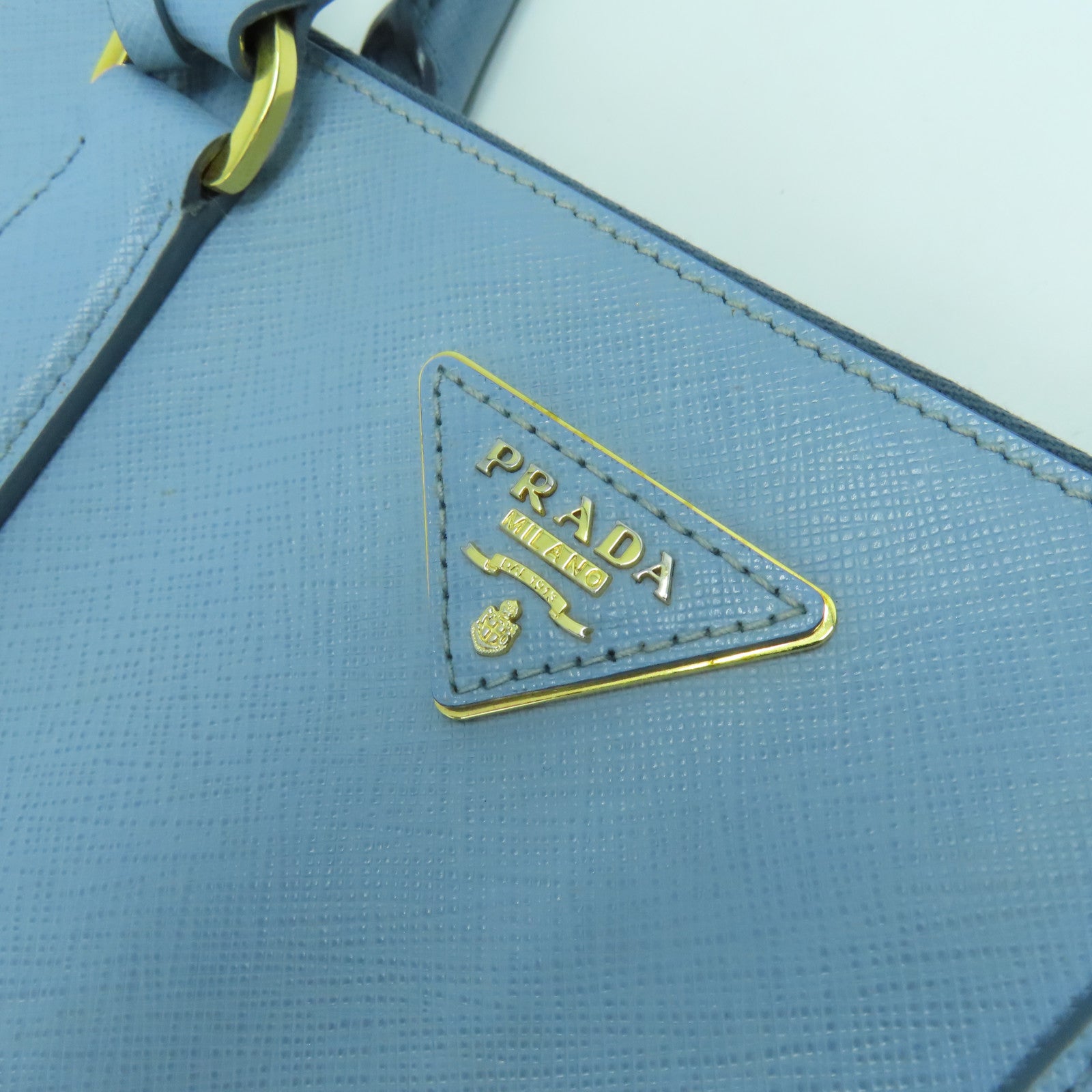 PRADA 牛皮皮革2 Way Shoulder Bag金扣手挽肩背兩用袋藍色