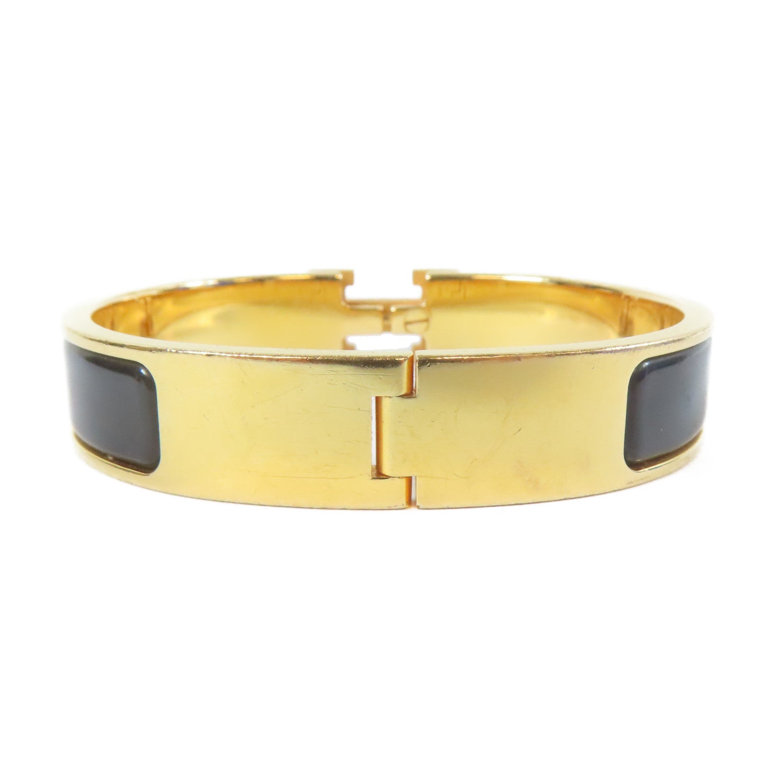 HERMES 金屬Clic H Bracelet手鐲金色/黑色#16cm