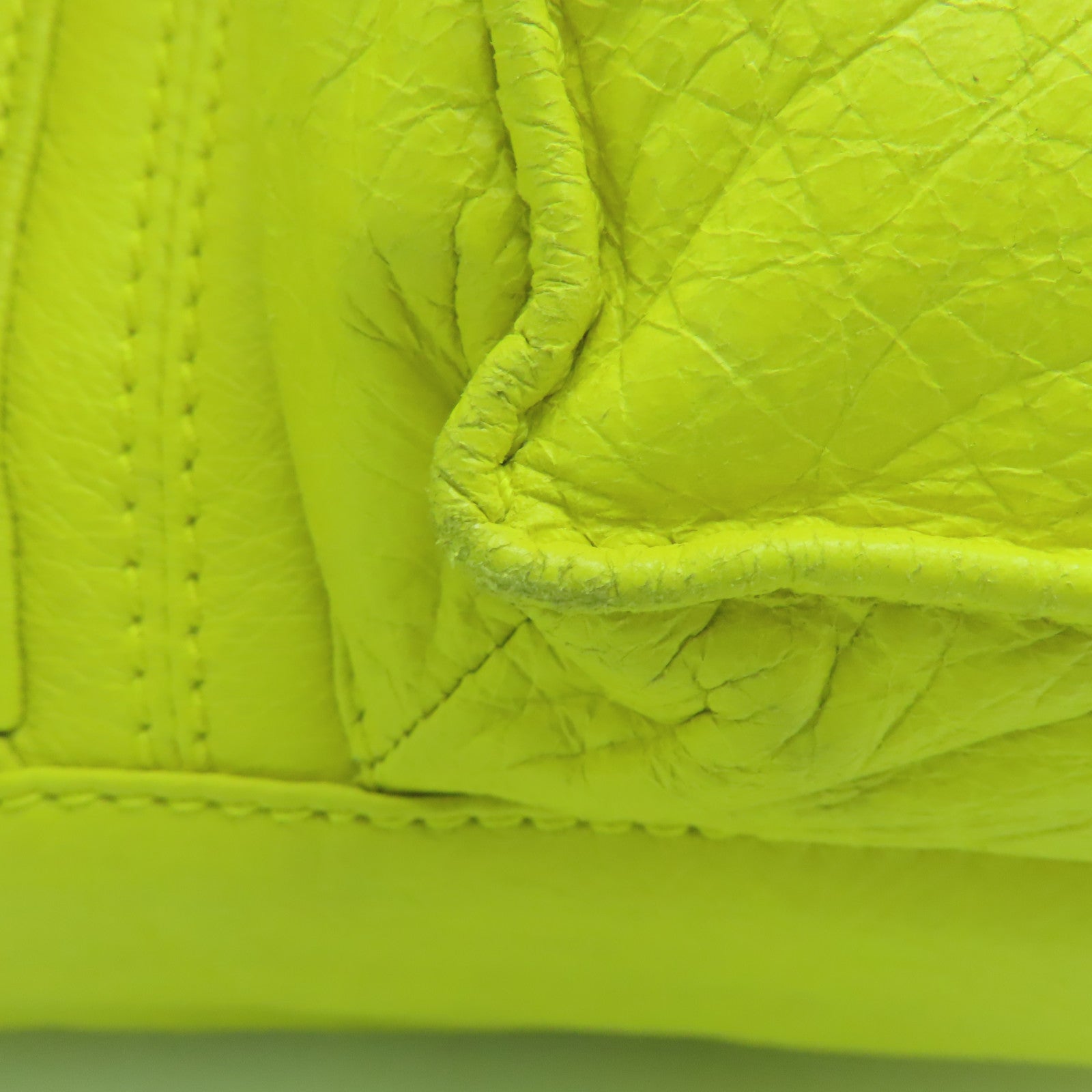 BALENCIAGA cowhide leather Shoulder Bag silver buckle shoulder bag yellow