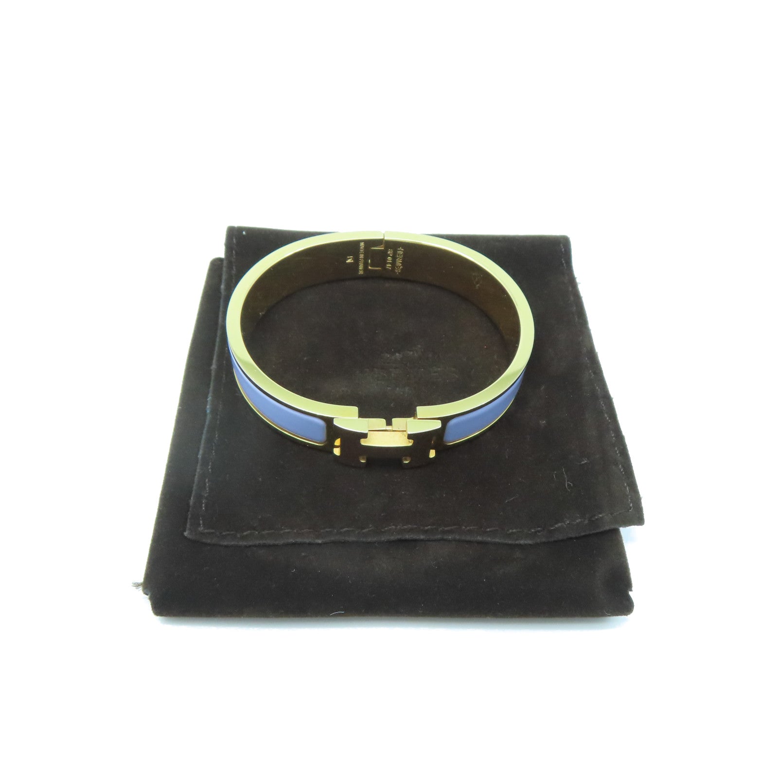 HERMES metal H Bangle gold buckle bracelet pink purple
