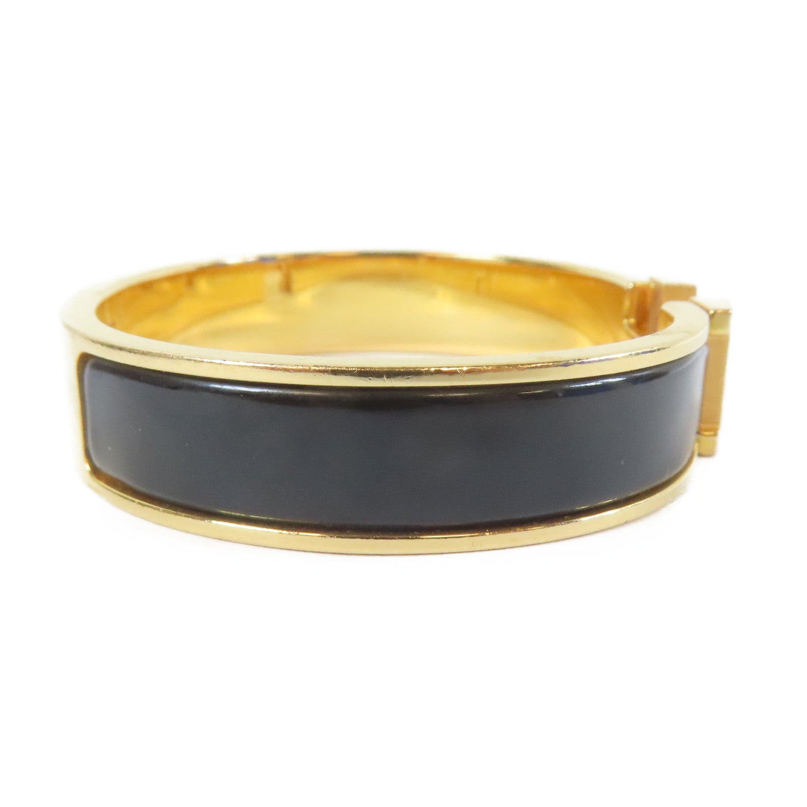 HERMES 金屬Clic H Bracelet手鐲金色/黑色#16cm