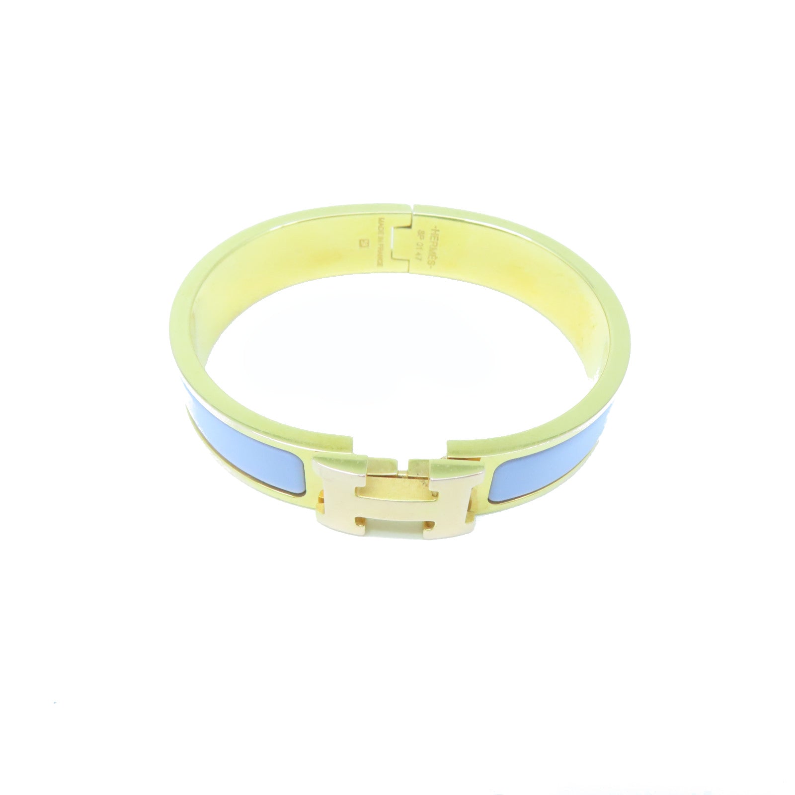HERMES metal H Bangle gold buckle bracelet pink purple