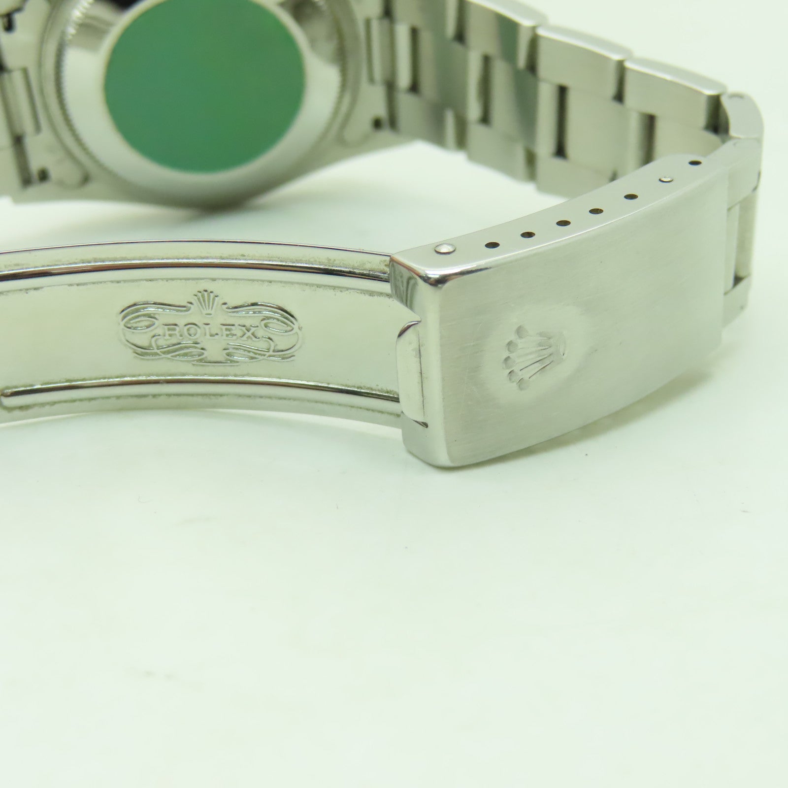 ROLEX 不鏽鋼Oyster Perpetual手錶銀色/藍色#15.75cm