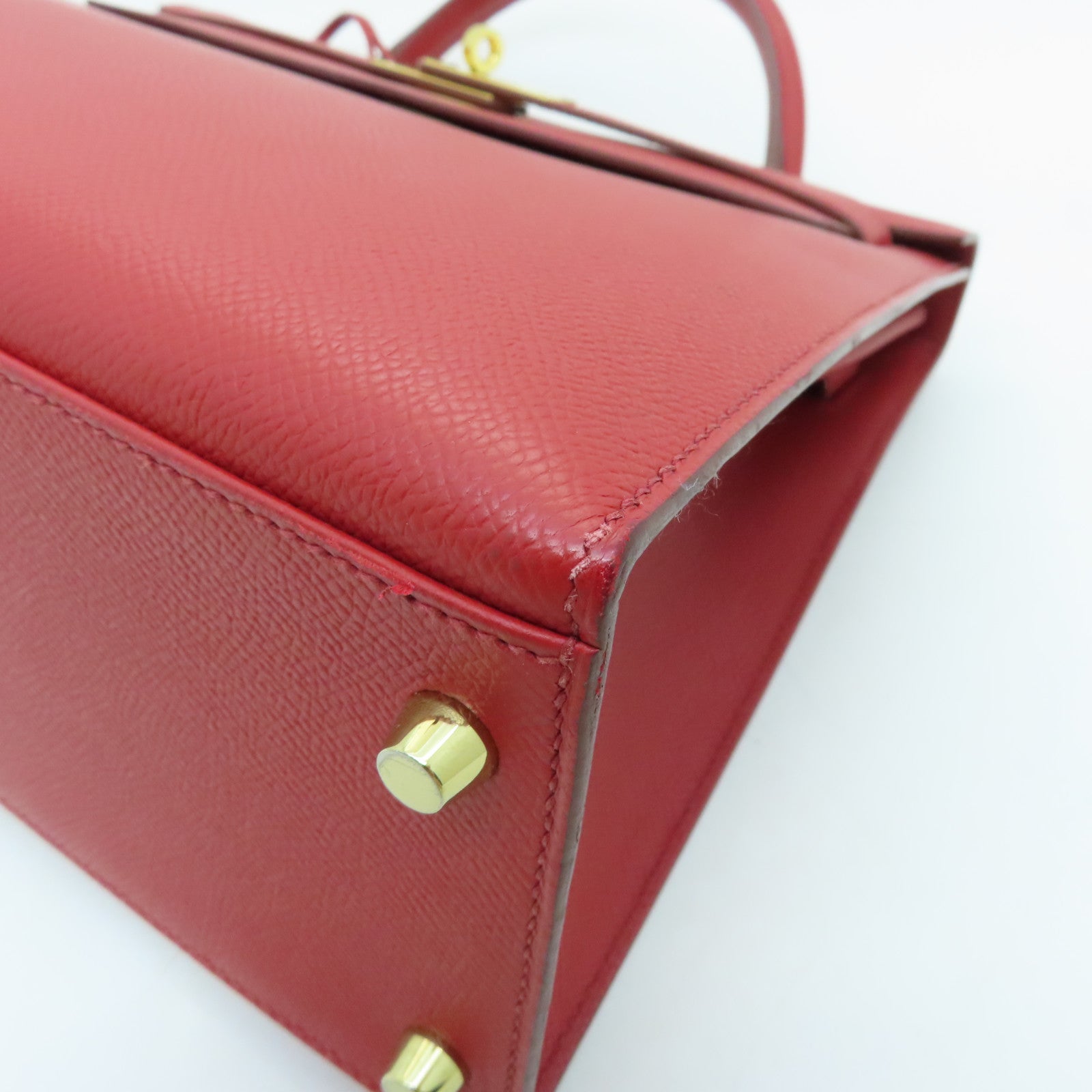 HERMES Veau Epsom皮革Kelly 32金扣手挽肩背两用袋红色