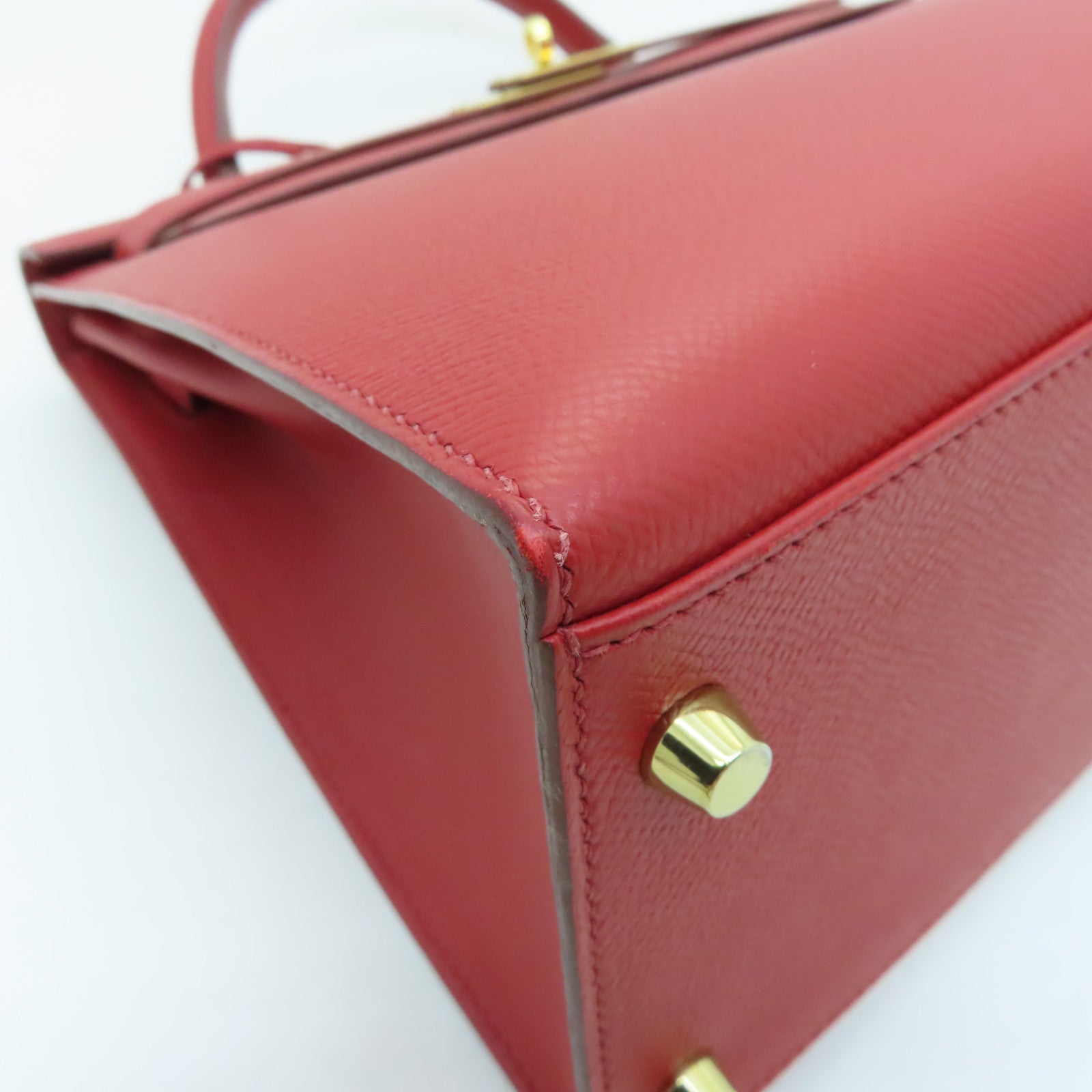 HERMES Veau Epsom皮革Kelly 32金扣手挽肩背两用袋红色