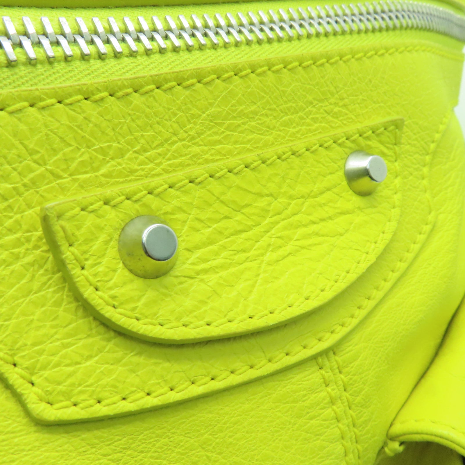 BALENCIAGA cowhide leather Shoulder Bag silver buckle shoulder bag yellow
