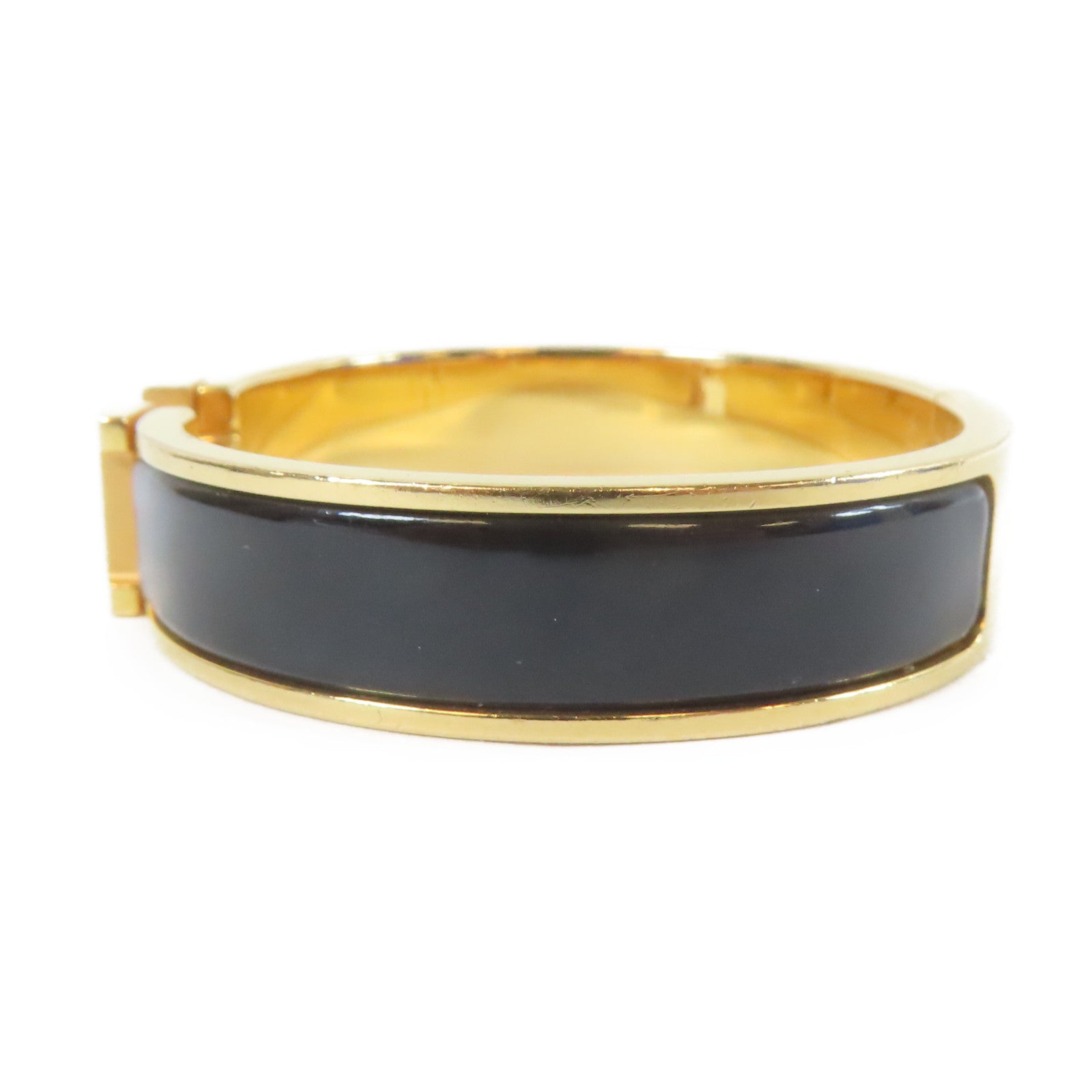 HERMES 金屬Clic H Bracelet手鐲金色/黑色#16cm