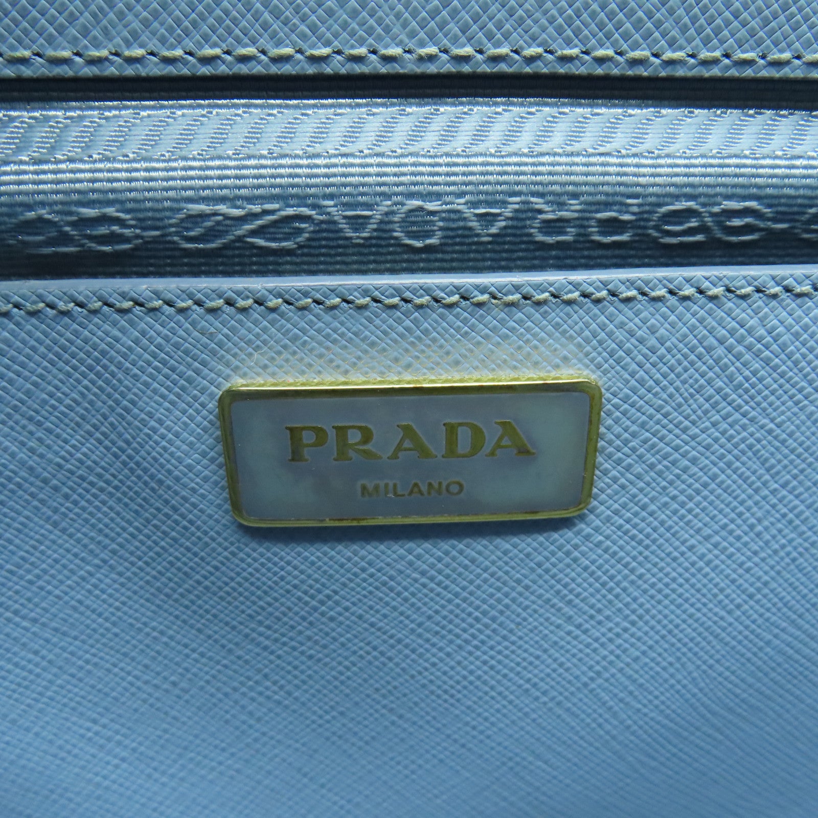 PRADA 牛皮皮革2 Way Shoulder Bag金扣手挽肩背兩用袋藍色