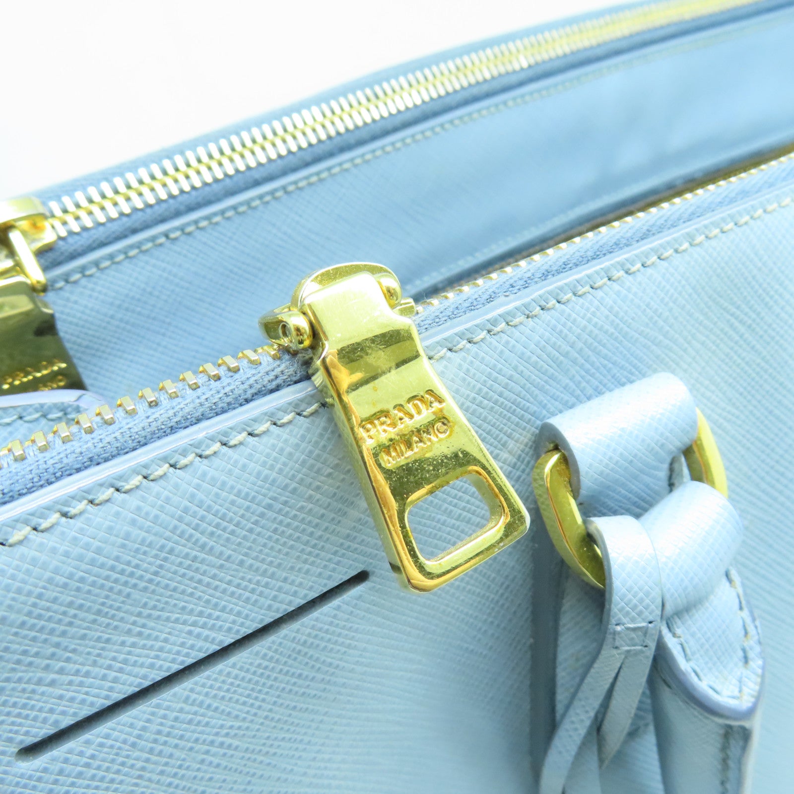 PRADA 牛皮皮革2 Way Shoulder Bag金扣手挽肩背兩用袋藍色