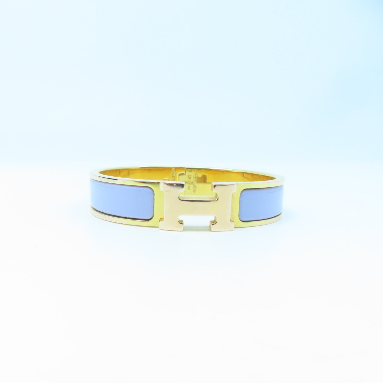 HERMES metal H Bangle gold buckle bracelet pink purple