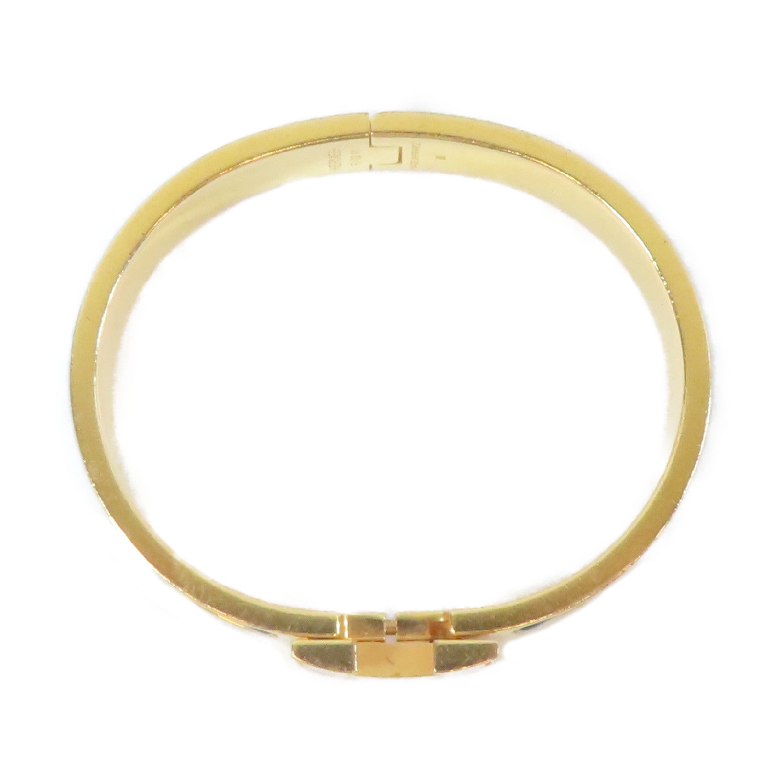 HERMES 金屬Clic H Bracelet手鐲金色/黑色#16cm